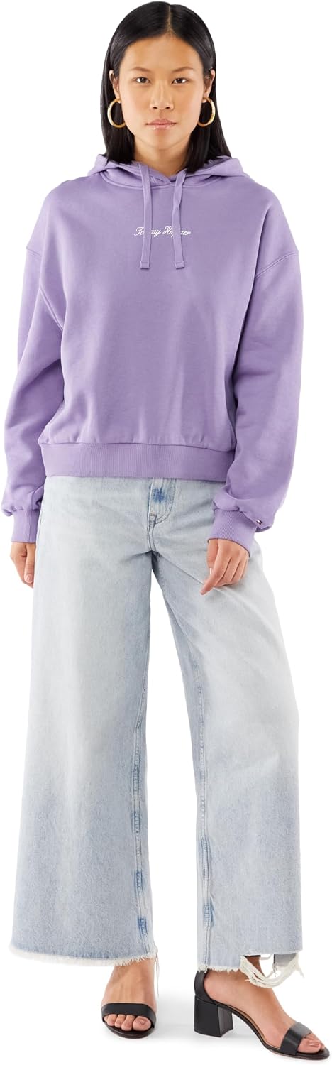 Detalle de Tommy Hilfiger Damen Classic Script Fleece Hoodie (Kapuzensweatshirt) WW0WW47459