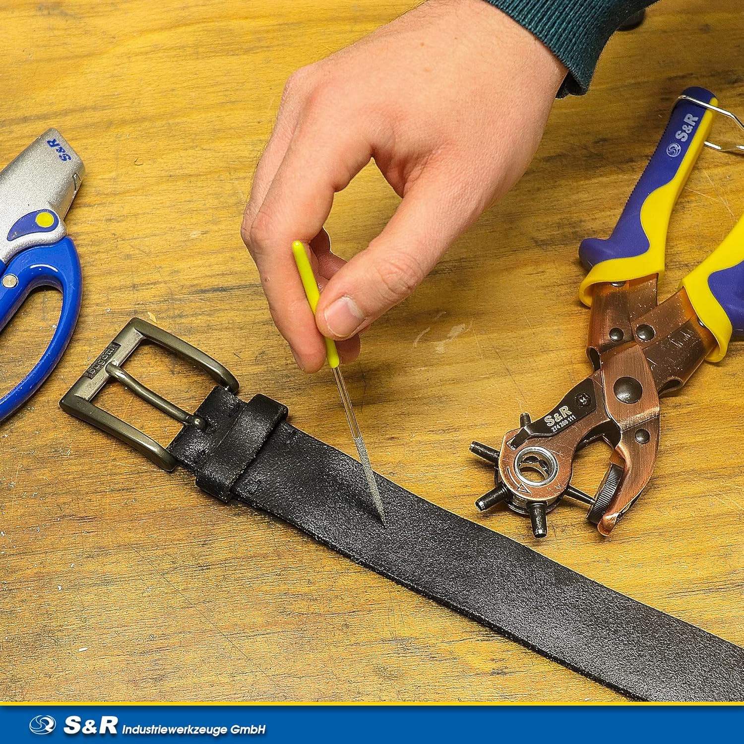 Thumbnail 1 de S&R Fustellatrice Buca Cinture: 6 Fustelle Tonde 2–4,5 mm, Pinza Professionale in Acciaio