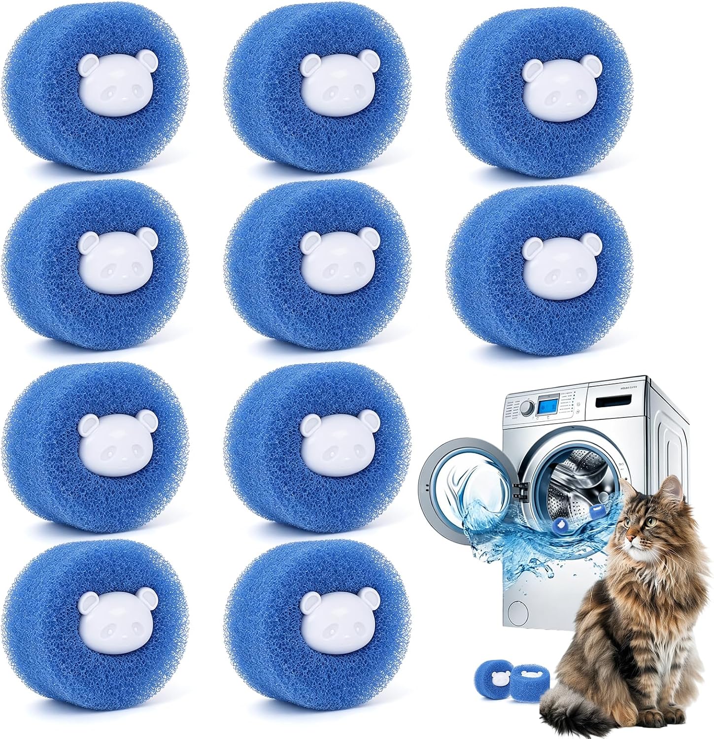 Detalle de KfzBenl Pet Hair Remover Washing Machine, 10PCS — Gentle, Reusable Lint Catcher for Laundry