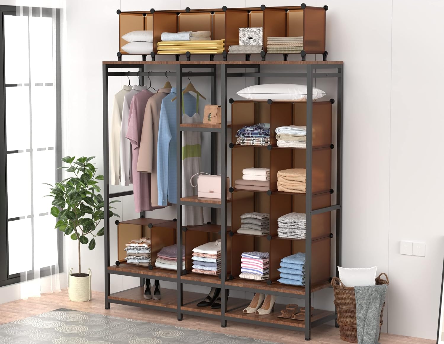 Detalle de HOMIDEC ZMY23040301 12-Cube Closet Organizer, Brown, Freestanding