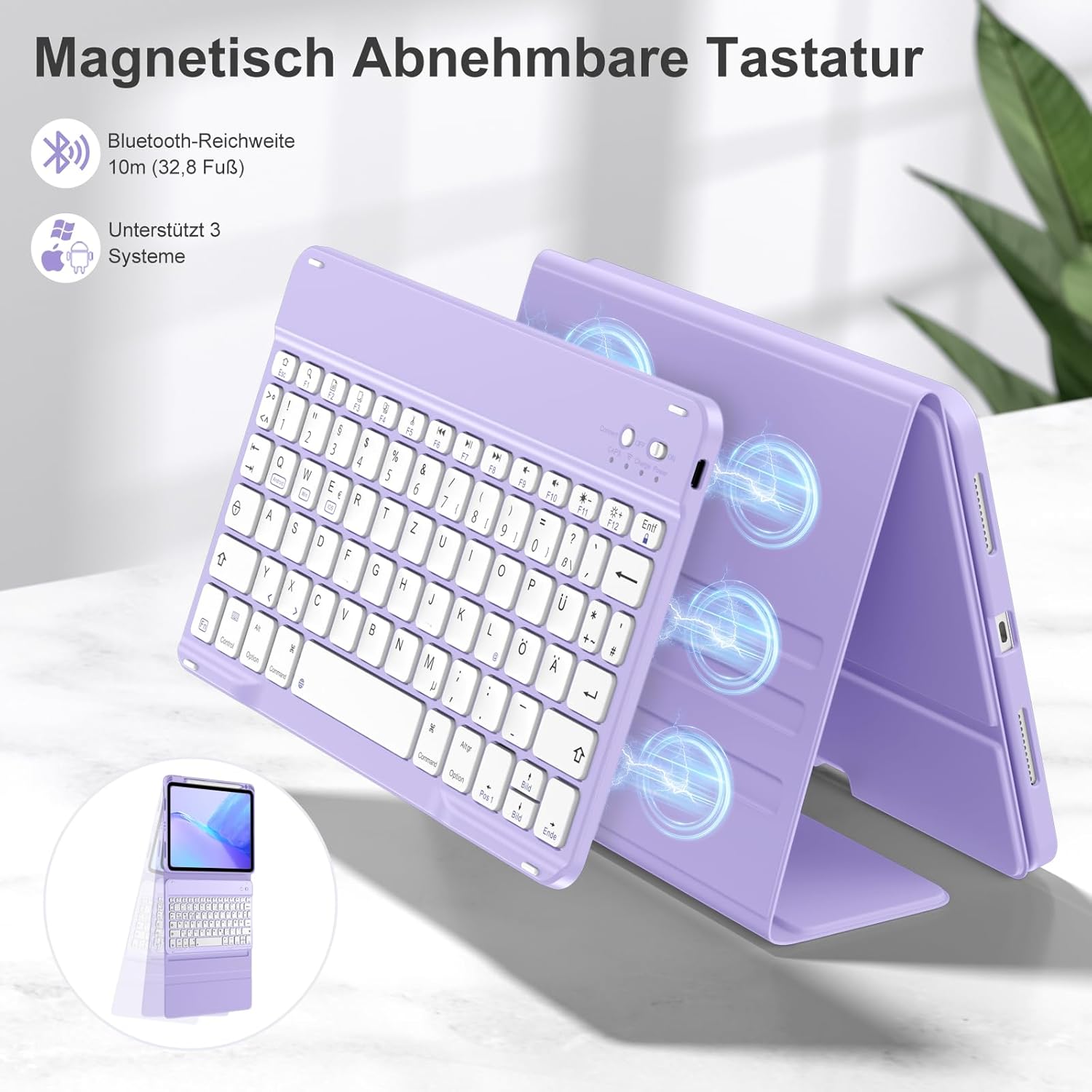Thumbnail 4 de DriveGo Hülle mit Tastatur für iPad Air 11 Zoll M4/M3/M2 – Lavendel, Magnetisch abnehmbar