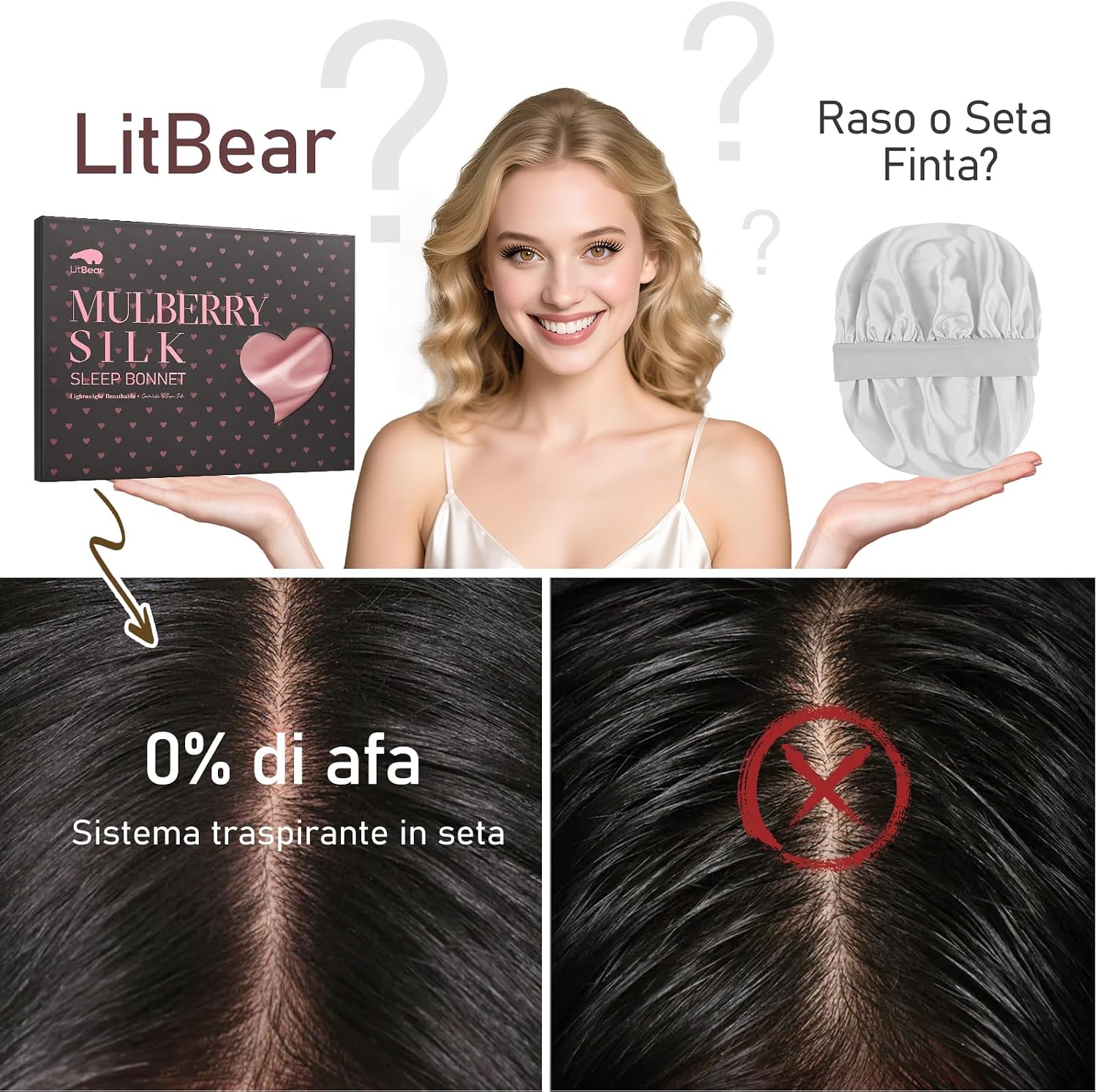 Thumbnail 4 de LitBear 22 Momme Cuffia in Seta 61 cm