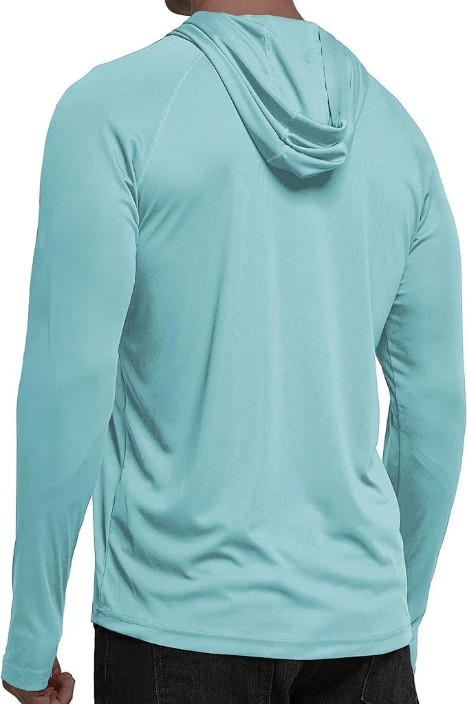 Detalle de WELIGU Men's UPF 50+ Sun Protection Hoodie, Lightweight Quick-Dry Fishing Shirt