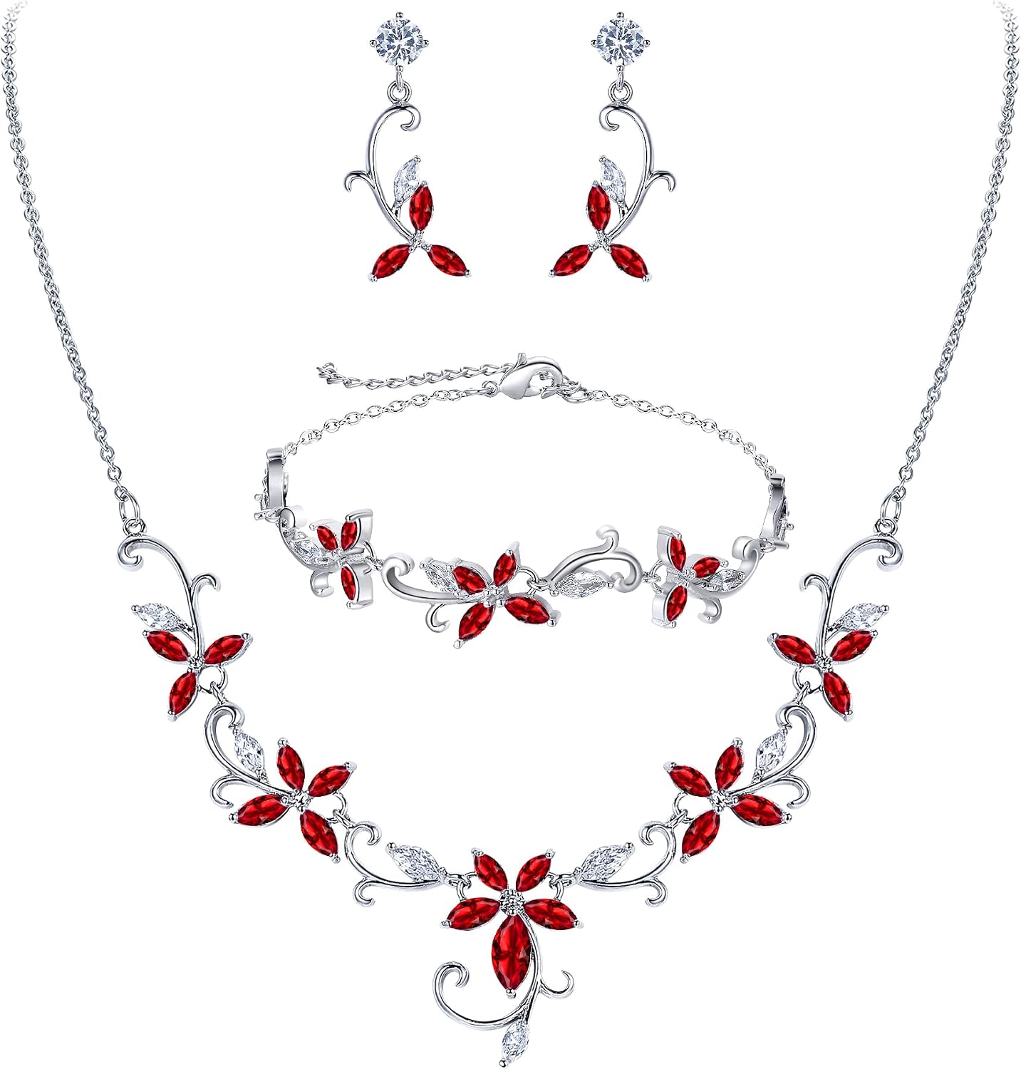 Detalle de Clearine Parure Bijoux Femme Mariage Zircone Cubique – Collier, Boucles d'oreilles et Bracelet (3 pièces)