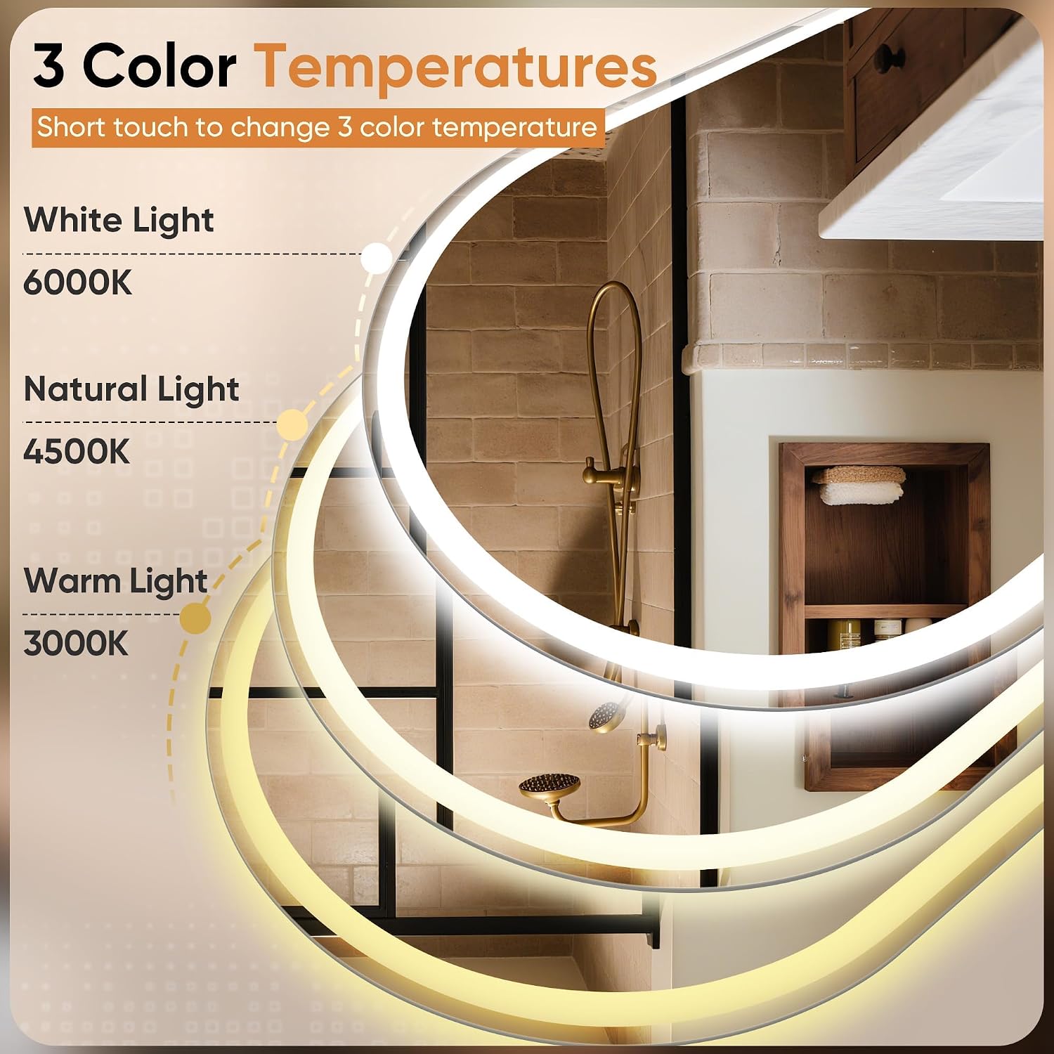 Detalle 2 de Oval LED Bathroom Vanity Mirror, 24"x36