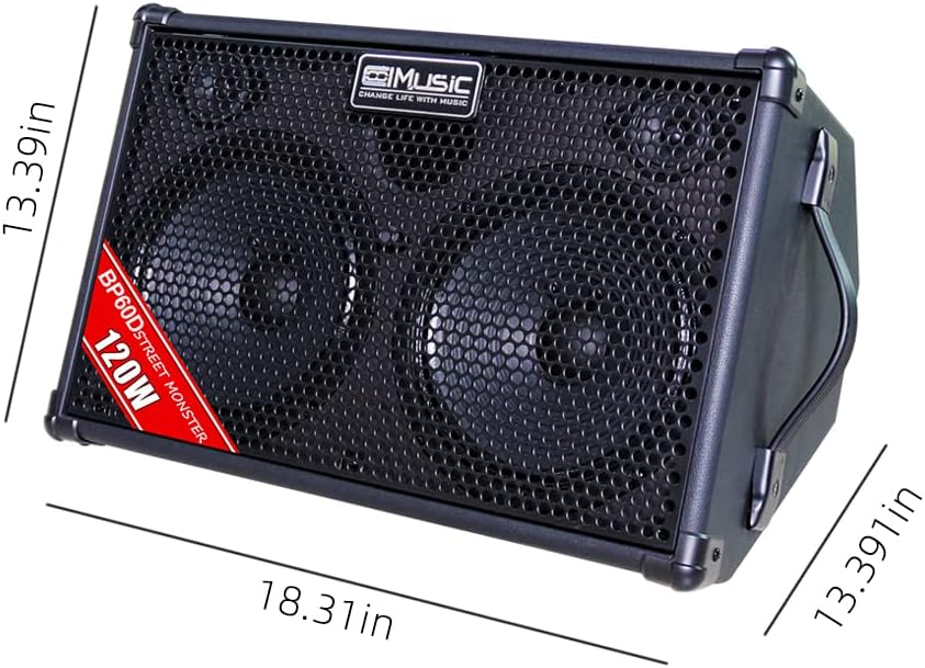 Detalle de COOLMUSIC BP60D 120W Battery-Powered Acoustic Guitar Amplifier, 7 Inputs