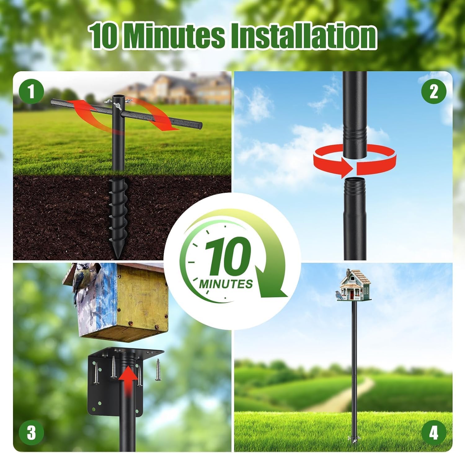Thumbnail 6 de DEROFIT 25niaowoZJ-DZK-MSH-7jie Bird Feeder Pole Kit, 88" Adjustable
