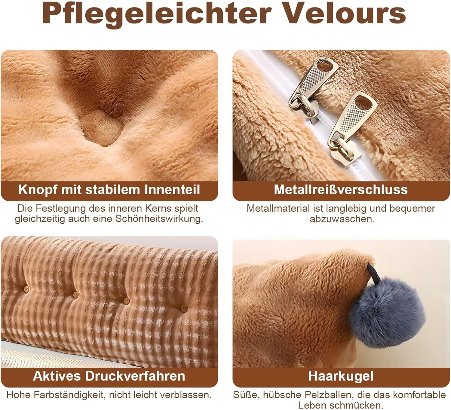Detalle de Shuyeon Rückenkissen (Keilkissen) für Bett & Sofa mit abnehmbarem Bezug und Seitenfach