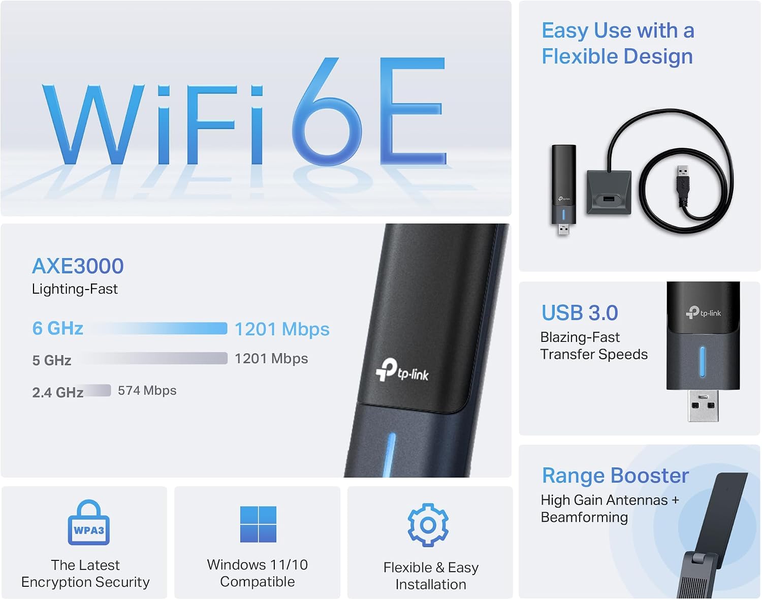 Detalle 2 de TP-Link Archer TXE50UH AXE3000 USB Adapter