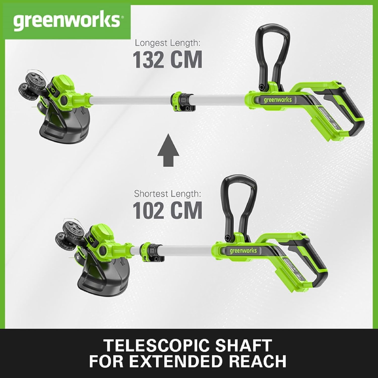 Detalle de Greenworks 40V Cordless Strimmer Lawn Edger (G40LT33) with Wheel, 33cm Cutting Width