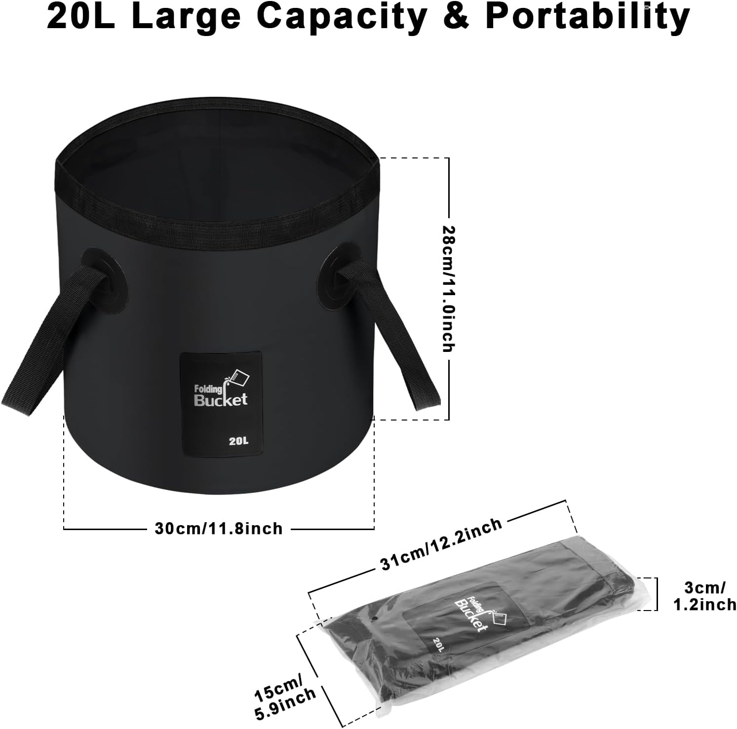 Detalle de 2 Pack Handy Folding Bucket 20L – Portable Collapsible Buckets for Camping, Plumbing and Cleaning