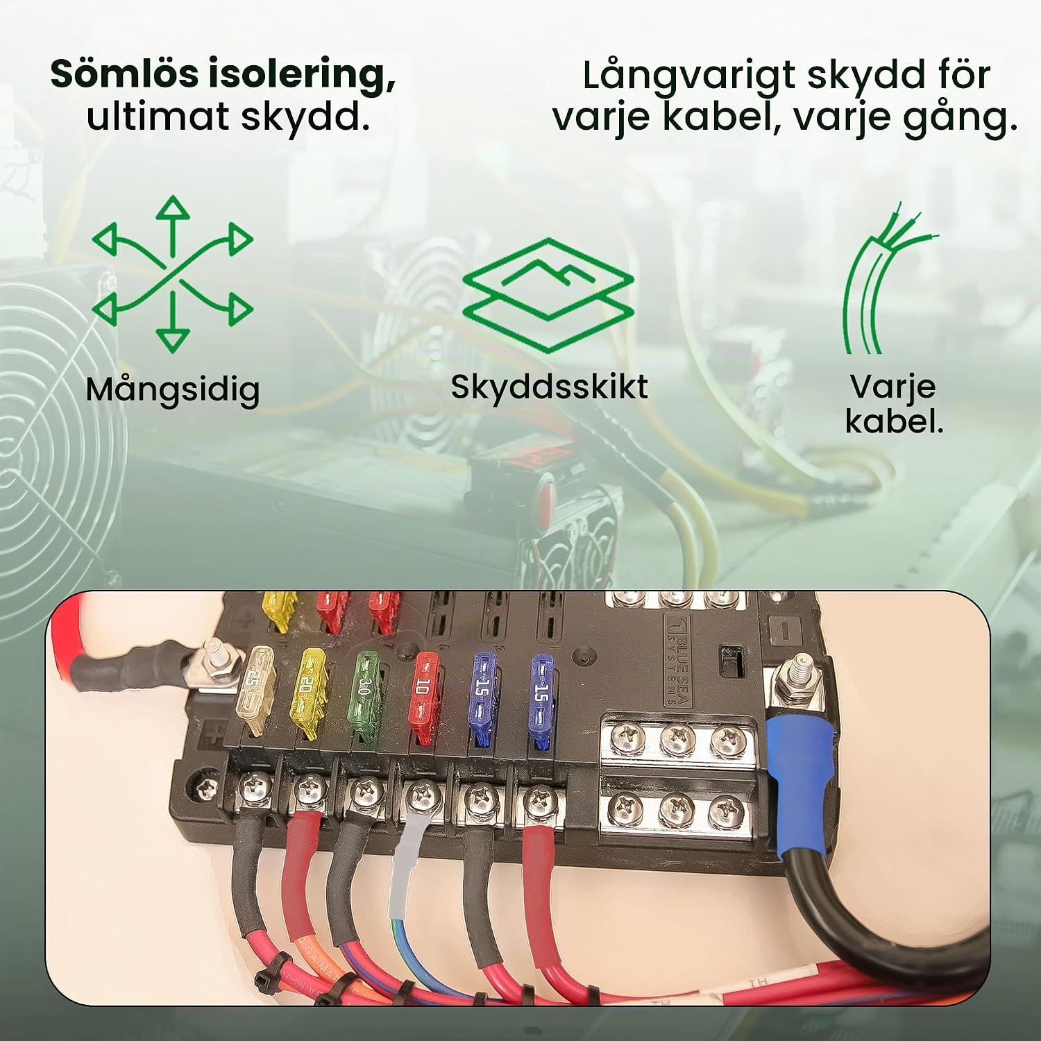 Detalle 2 de Offgridtec krympslang med lim, 10 m, 4,8–2,4 mm, dubbelväggig, blå