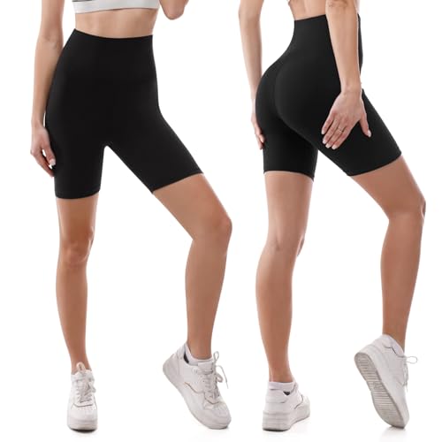 Detalle de SINOPHANT Pantalones Cortos de Cintura Alta para Mujer (XXL) –Compresión y Elasticidad para Yoga, Running y Más