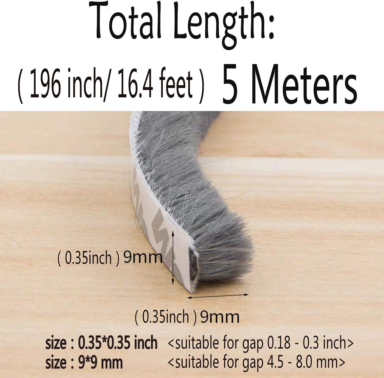 Detalle de Self-Adhesive Pile Weather Stripping, 16.5 ft