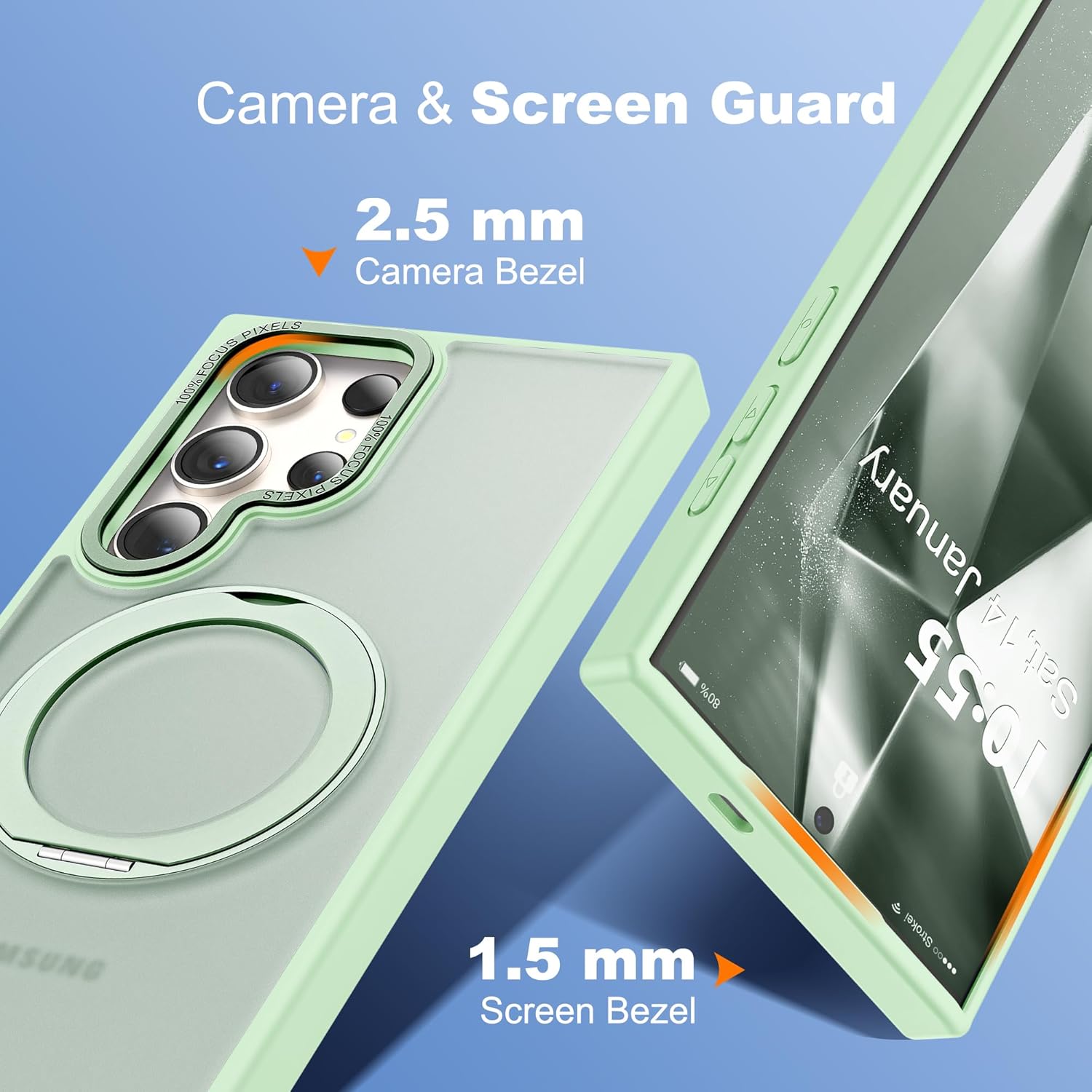 Thumbnail 6 de Zalinbo 360° Rotatable Magnetic Ring Stand Case for Samsung Galaxy S24 Ultra (6.8", Green)