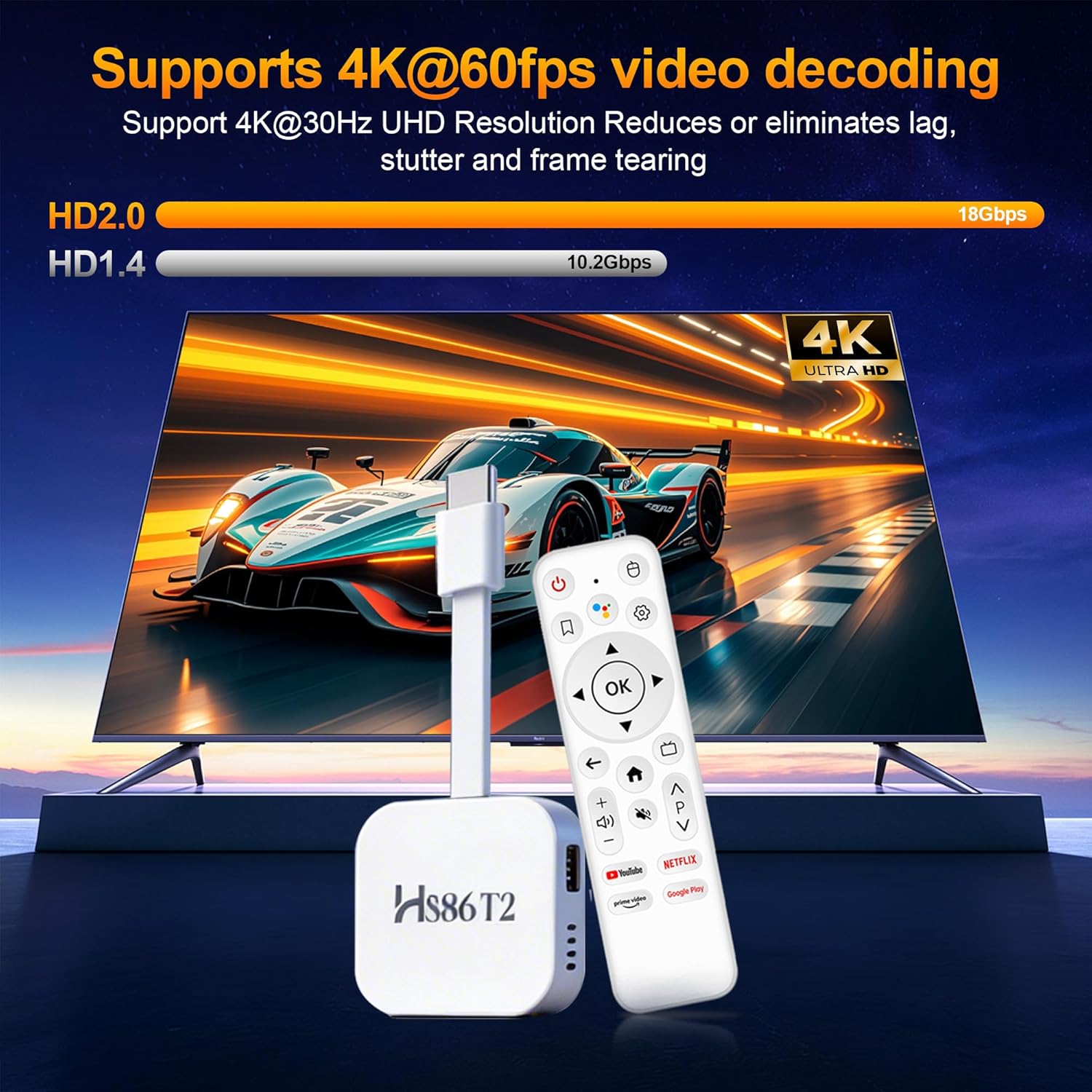 Thumbnail 5 de Android 14.0 TV Stick (RK3518) with 2GB RAM / 16GB ROM, 4K Ultra HD, Wi‑Fi 2.4G/5G, Bluetooth 5.4