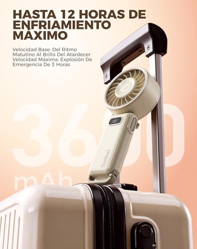Detalle de Diveblues Ventilador de Mano Turbo Portátil 4‑en‑1 | 7,4 m/s, USB-C, 3600 mAh