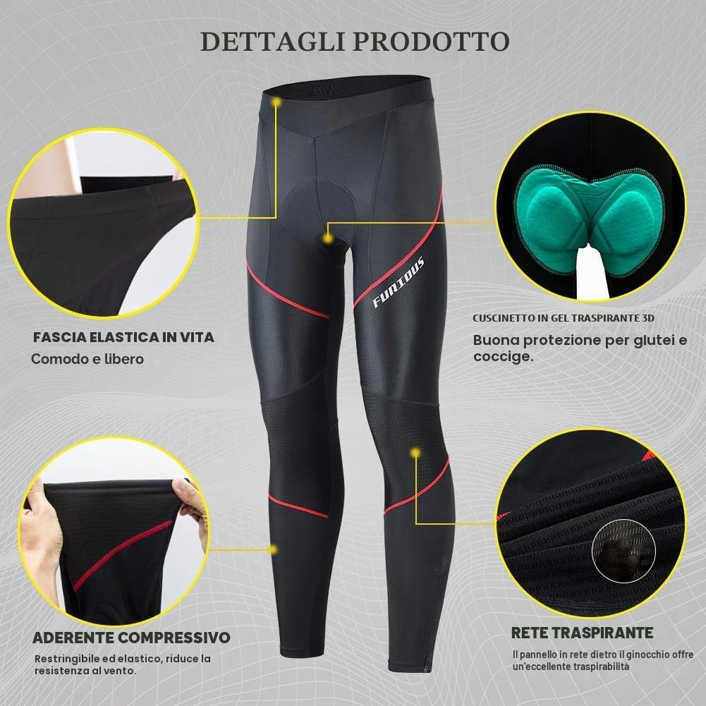 Detalle de MEETWEE Pantaloni da Ciclismo Uomo con Cushion 3D Gel – Lunghi, MTB, traspiranti