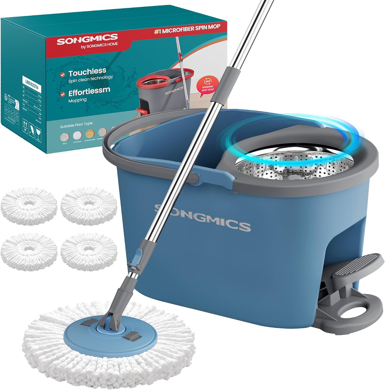 Detalle de SONGMICS Spin Mop and Bucket Set ULMB002QT04