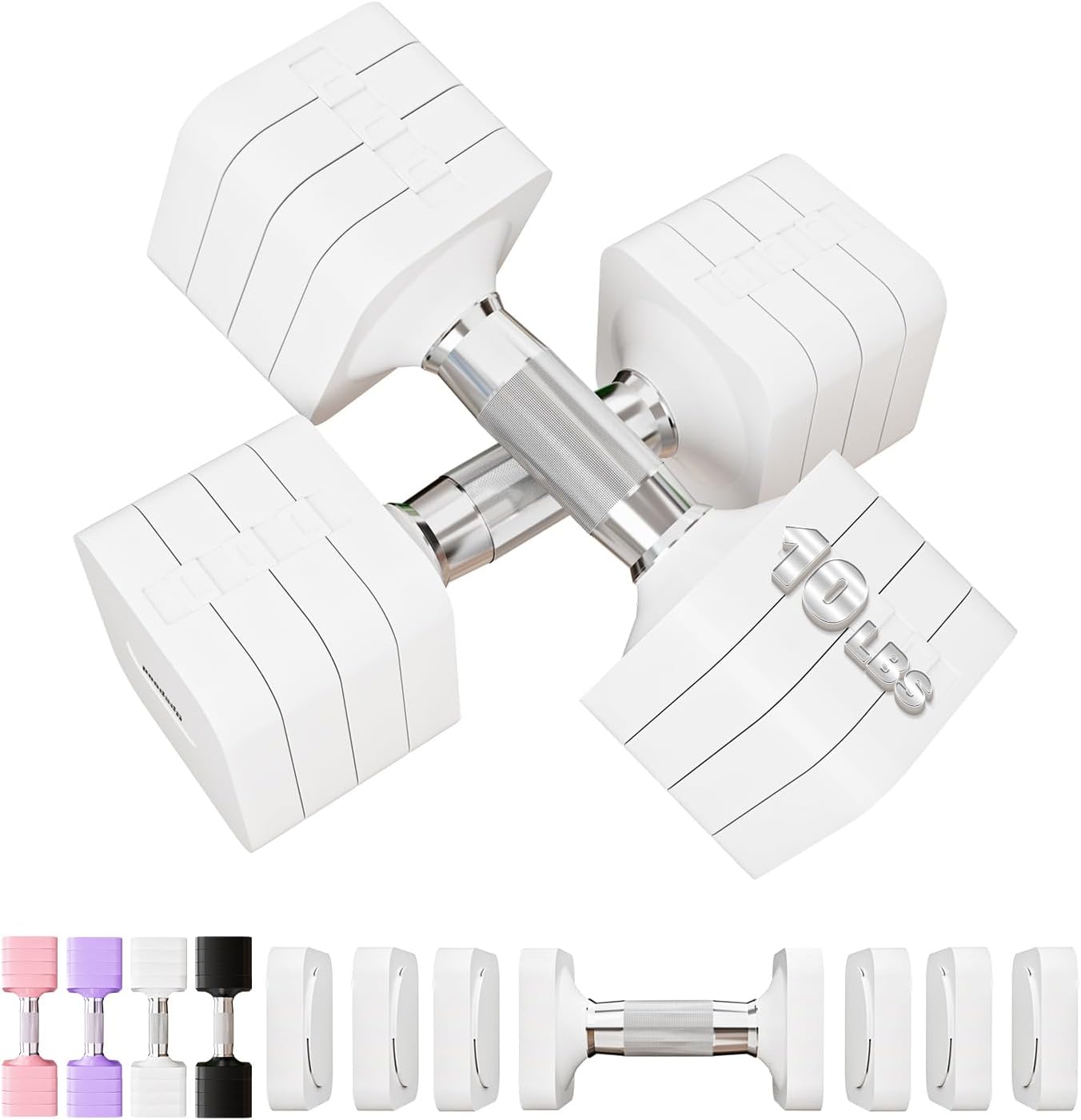 Detalle de Adjustable Dumbbell Set 50LB for Home Gym ๐