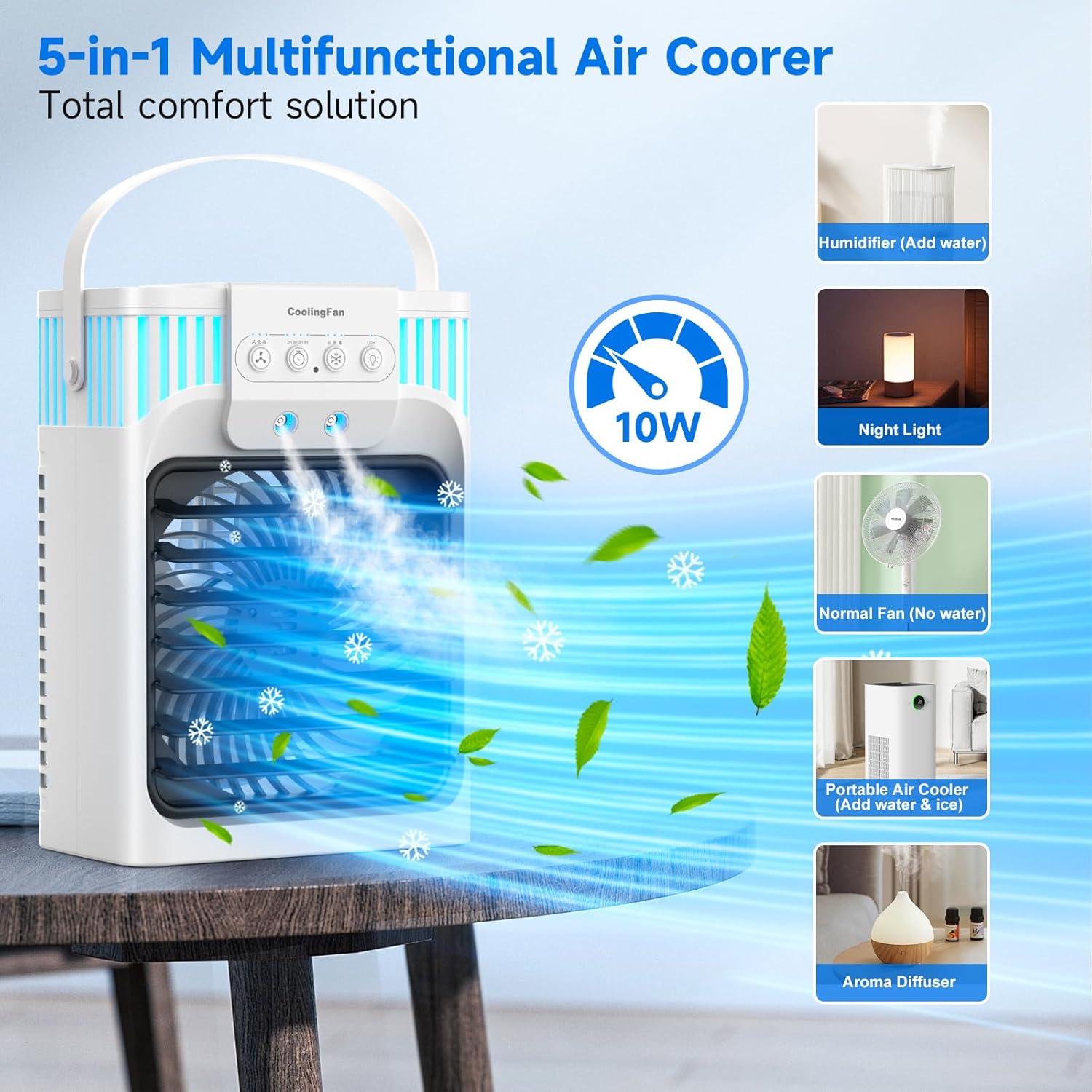 Detalle de XTTANK 1200ml Portable Mobile Air Conditioner: 5-in-1 Personal Cooler