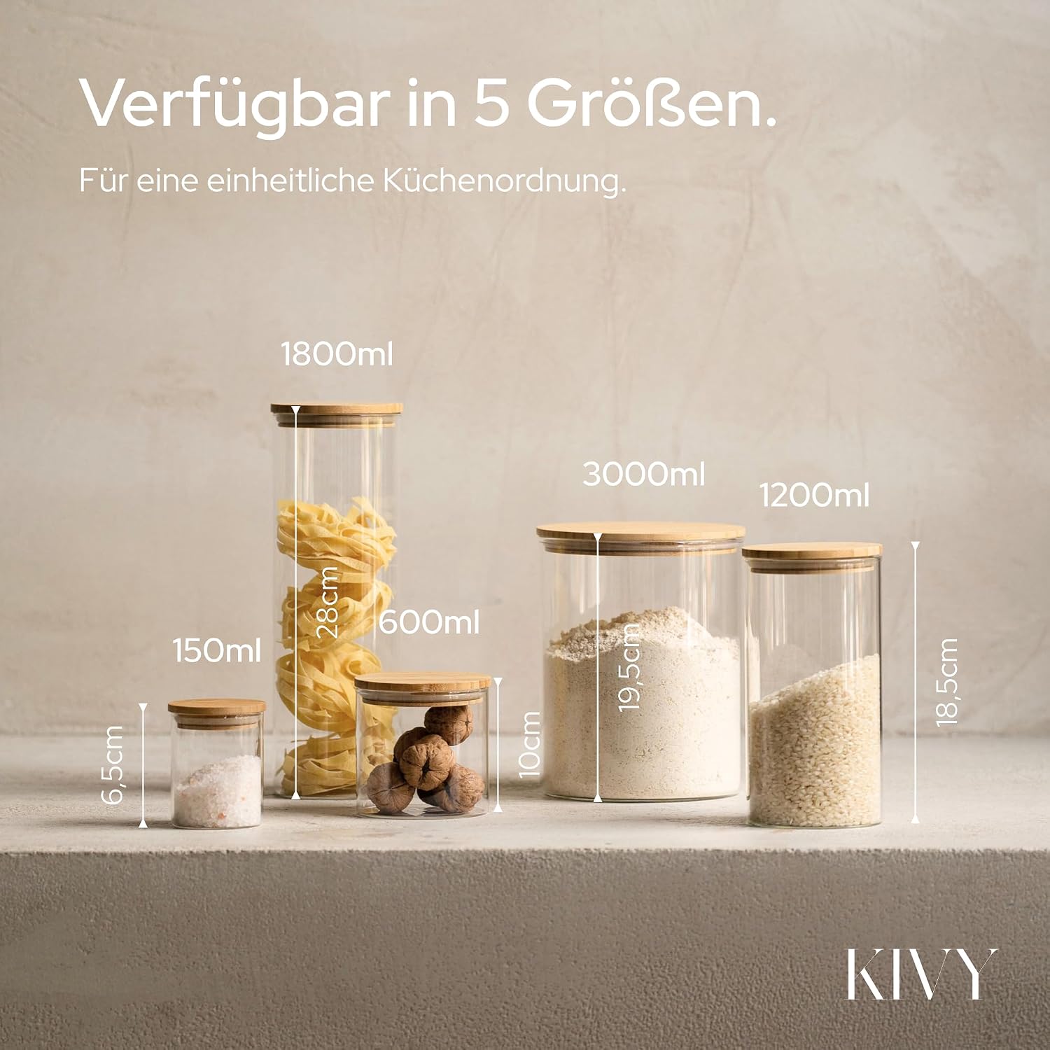 Detalle 2 de KIVY Vorratsgläser 4x1200 ml 🫙