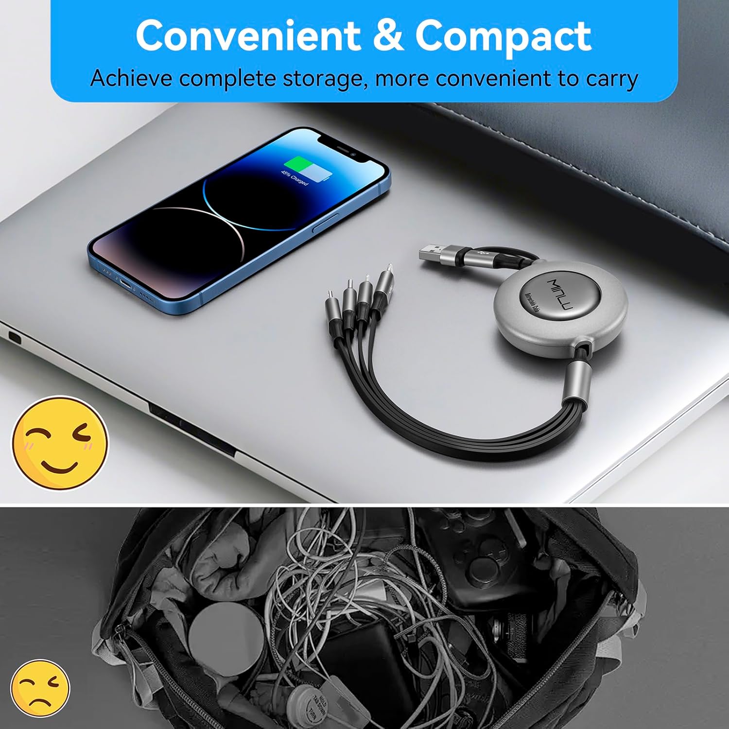 Thumbnail 3 de Minlu 6-in-1 Retractable USB Cable 1.2m