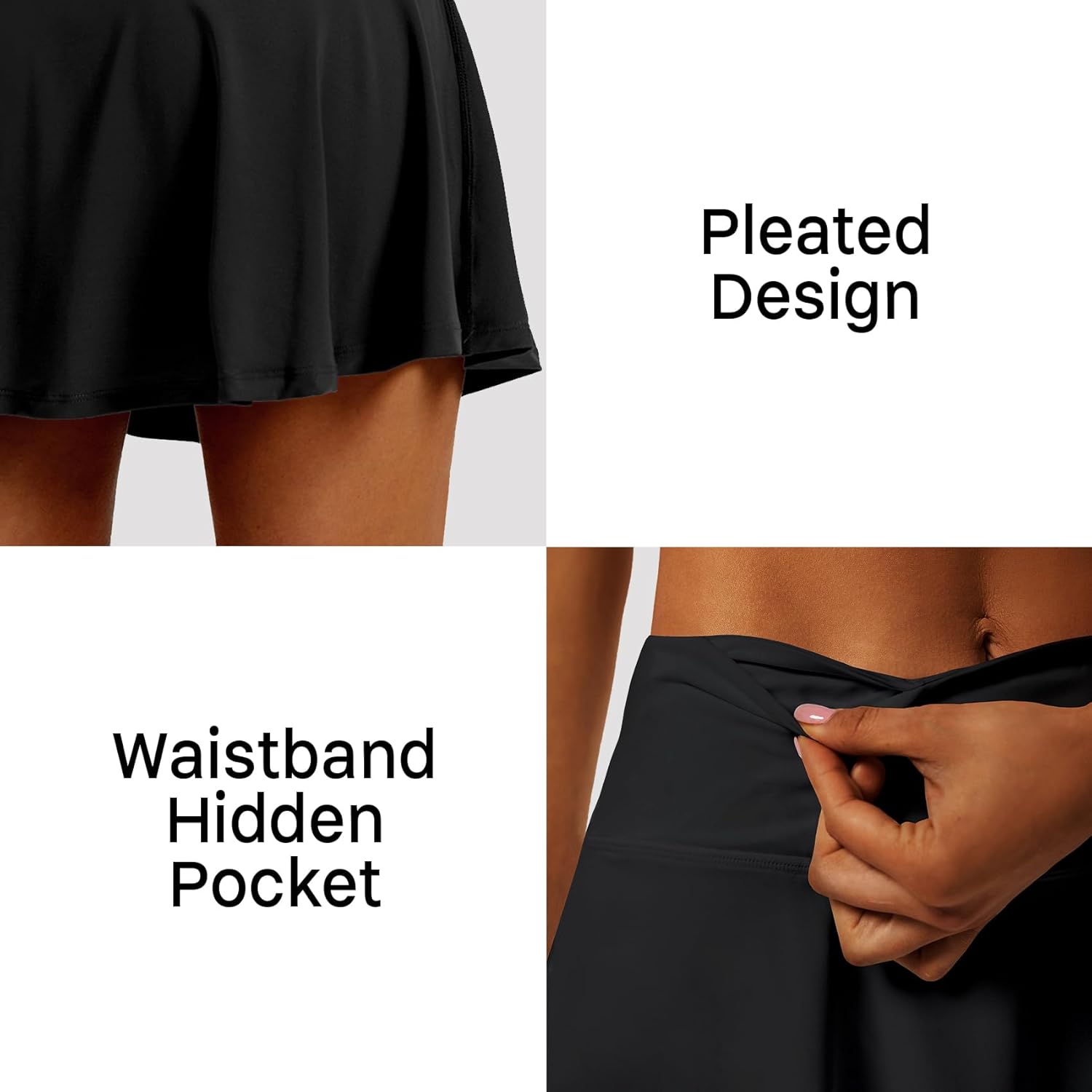 Detalle de LXNMGO Women's High Waist Pleated Tennis Skirt with 4 Pockets