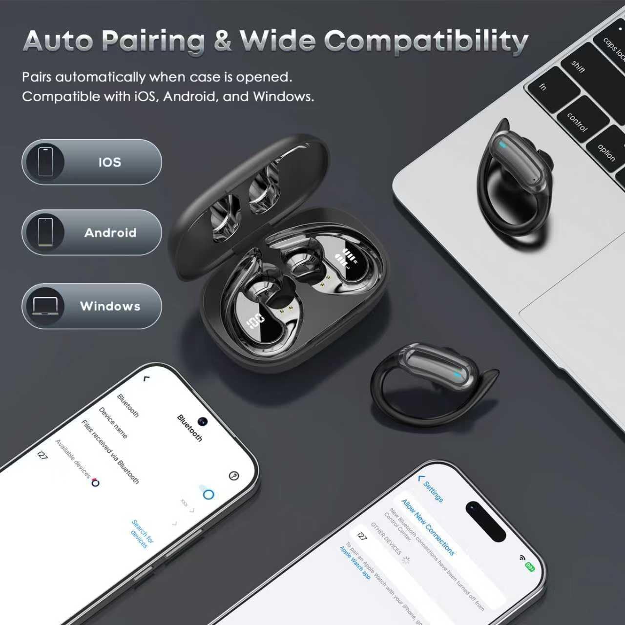 Thumbnail 6 de TRAUSI Wireless Earbuds (Bluetooth 5.3) with Noise Cancelling Mic, IPX7 for Workout & Running – Black
