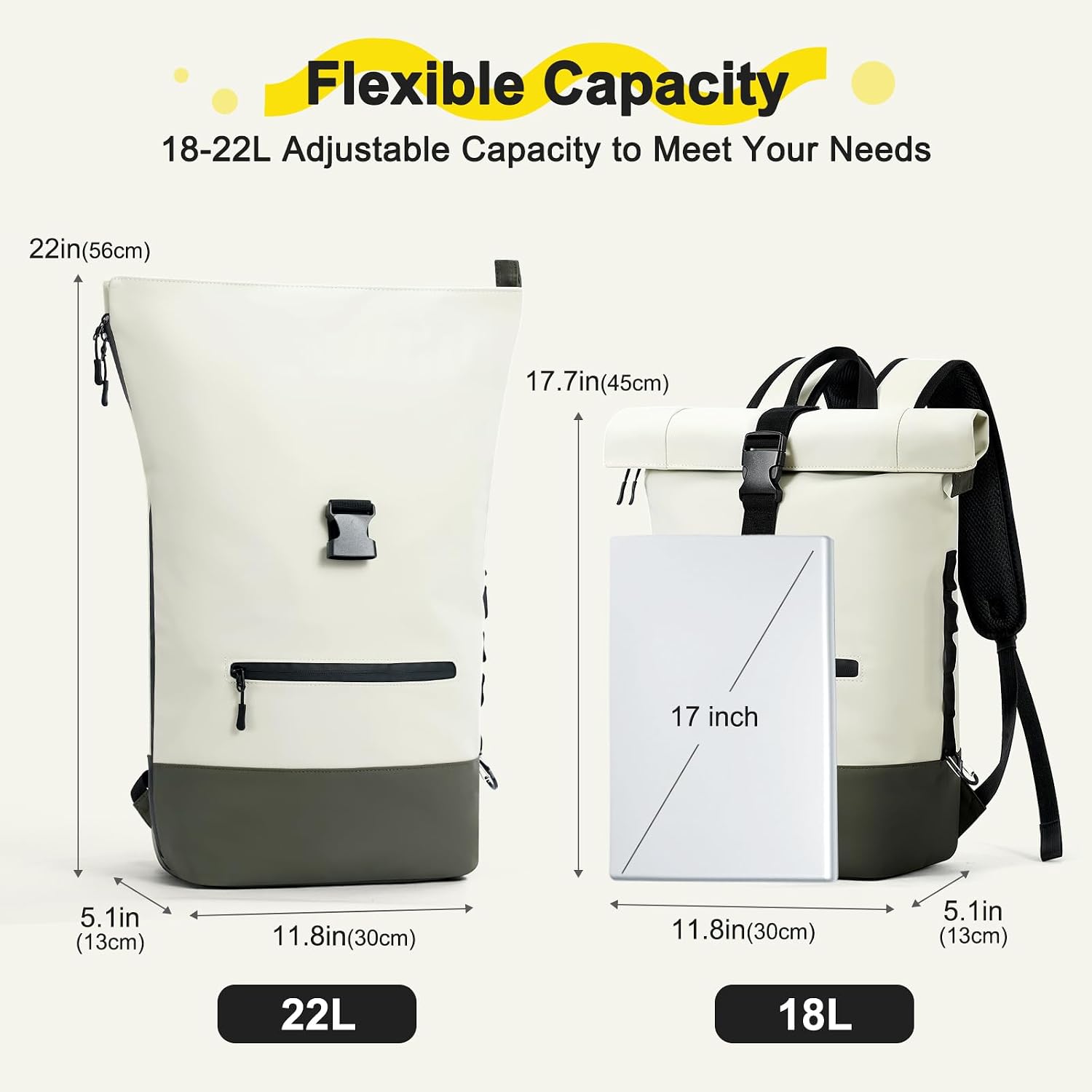 Detalle 2 de Reiseresa Rolltop Rucksack 18–22 l wasserdicht