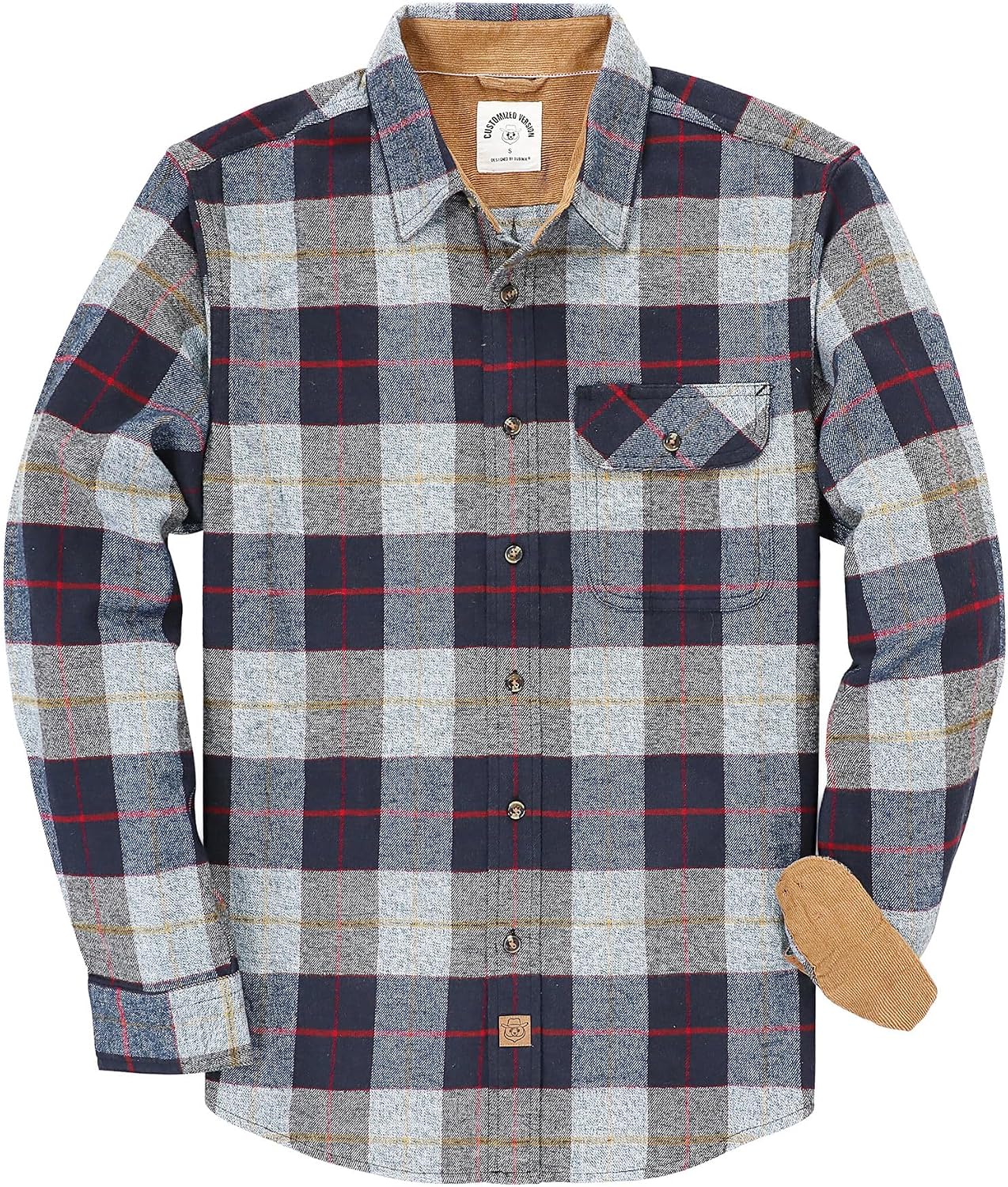 Detalle de Dubinik Flanellhemd Herren kariert mit Brusttasche und Knopfleiste – Langarm, Regular Fit