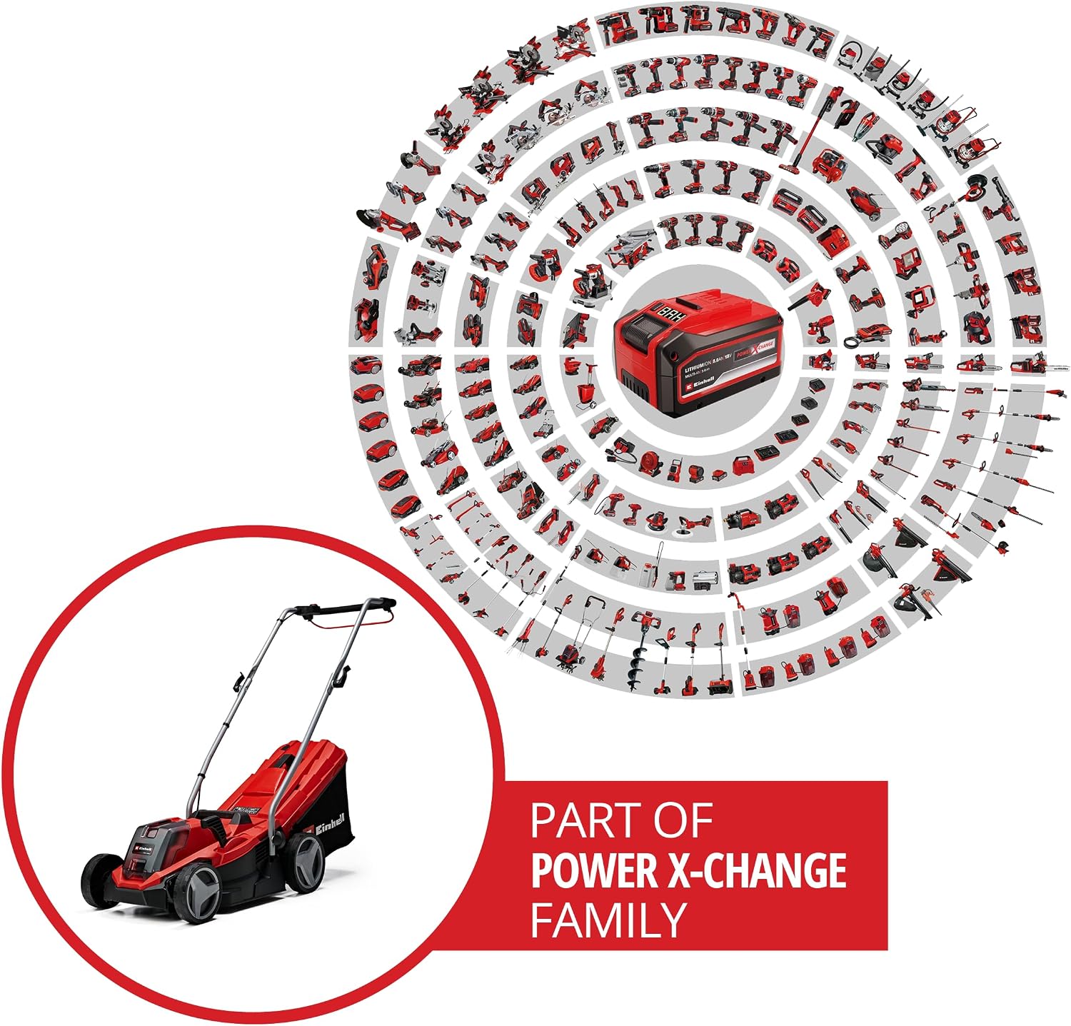 Thumbnail 1 de Einhell GE-CM 18/33 Li – Tagliaerba a batteria Power X-Change, kit con batteria 4,0 Ah e caricabatteria