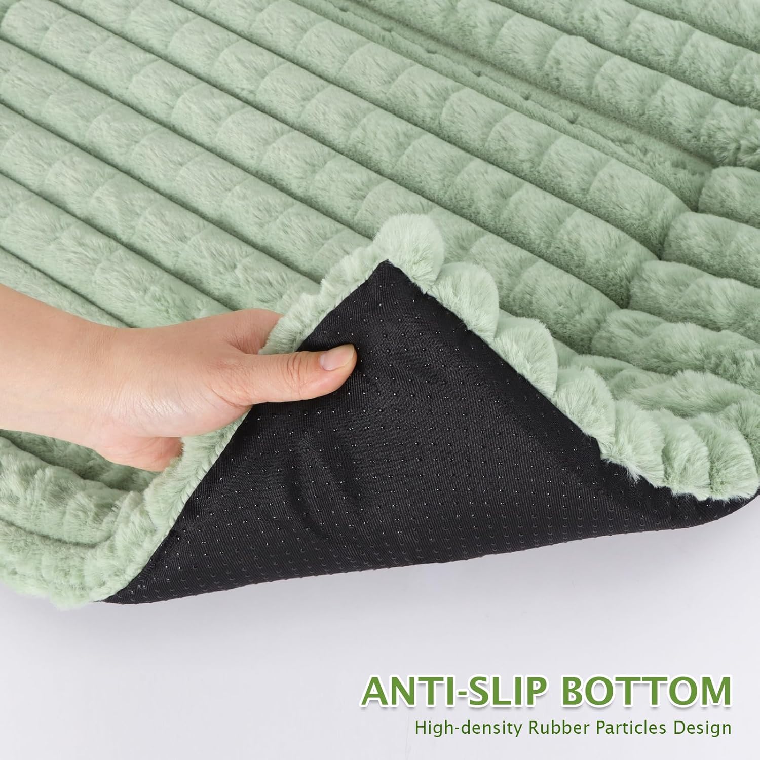 Detalle de BVAGSS Dog Bed Washable Crate Mattress – 100x80cm Memory Foam Calming Pad in Green