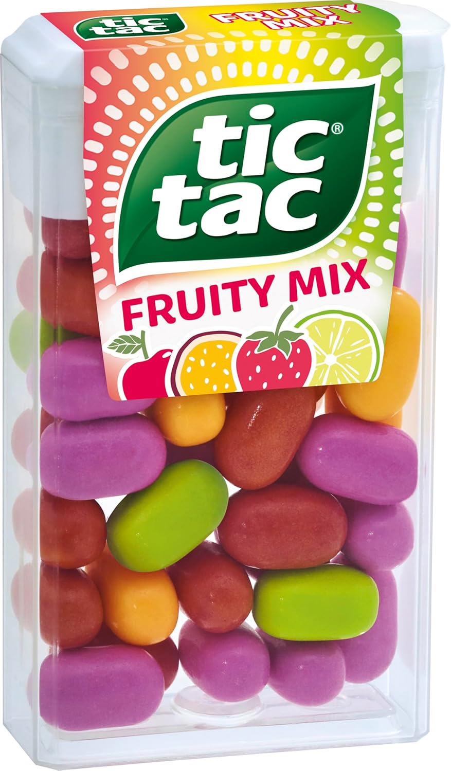 Thumbnail 3 de tic tac Fruity Mix – kunterbunter Früchte-Mix Dragees (Kirsch, Maracuja, Zitrone-Limette & Erdbeer-Minz) in wiederverschließbarer Packung, 36 x 18 g