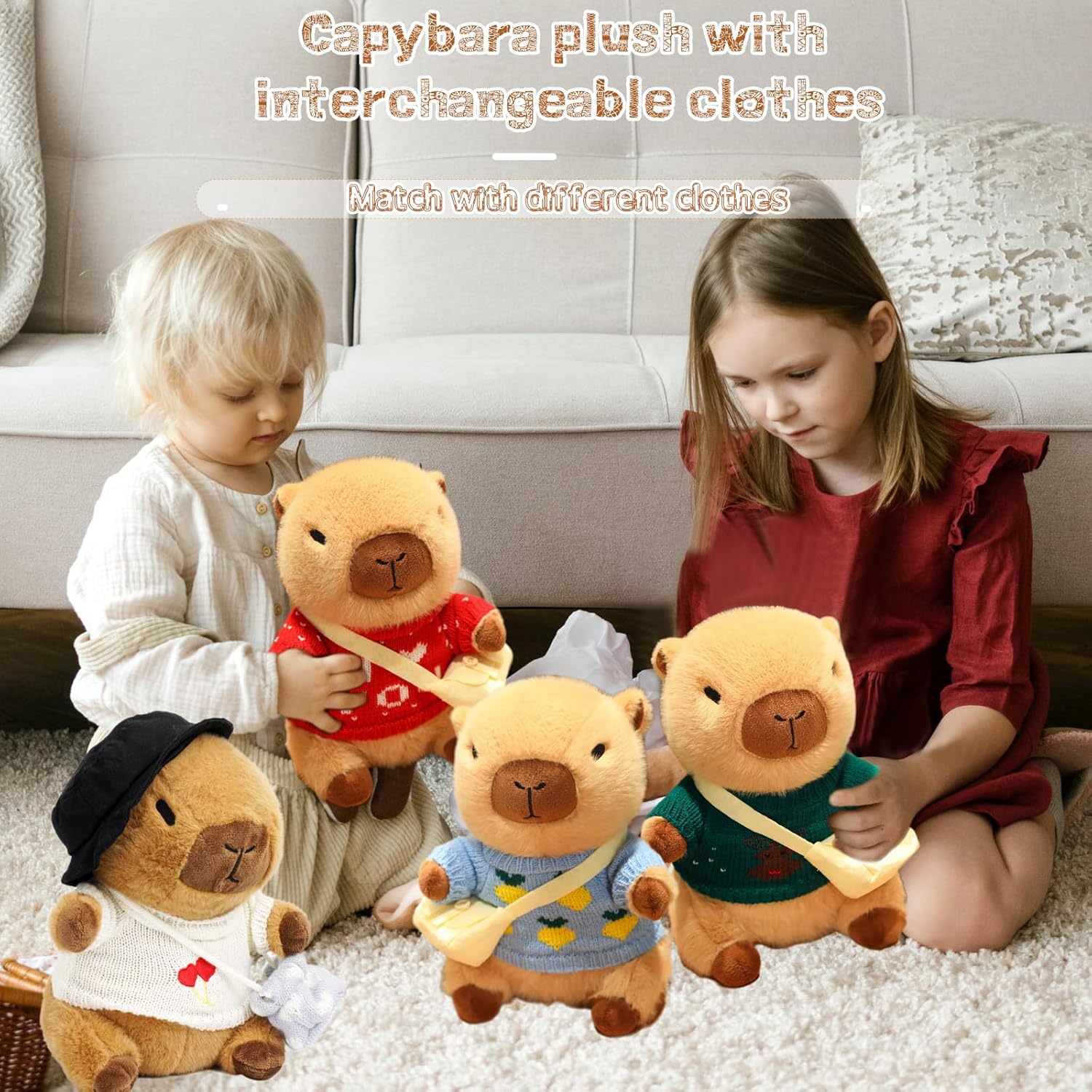Thumbnail 6 de TITQWOP 10-Piece Capybara Plush Set with Clothes & Accessories (10.2 inch)