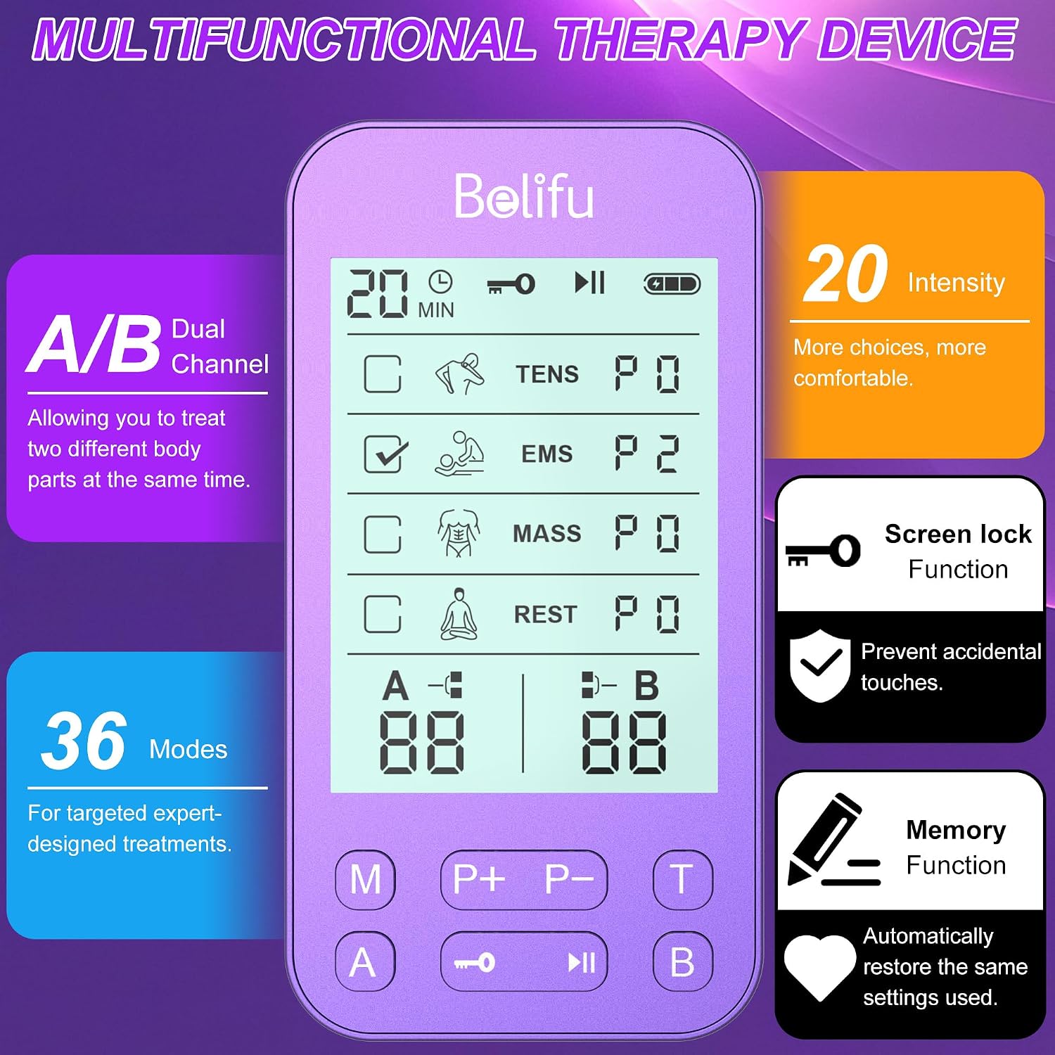 Detalle 1 de Belifu TENS muscle stimulator