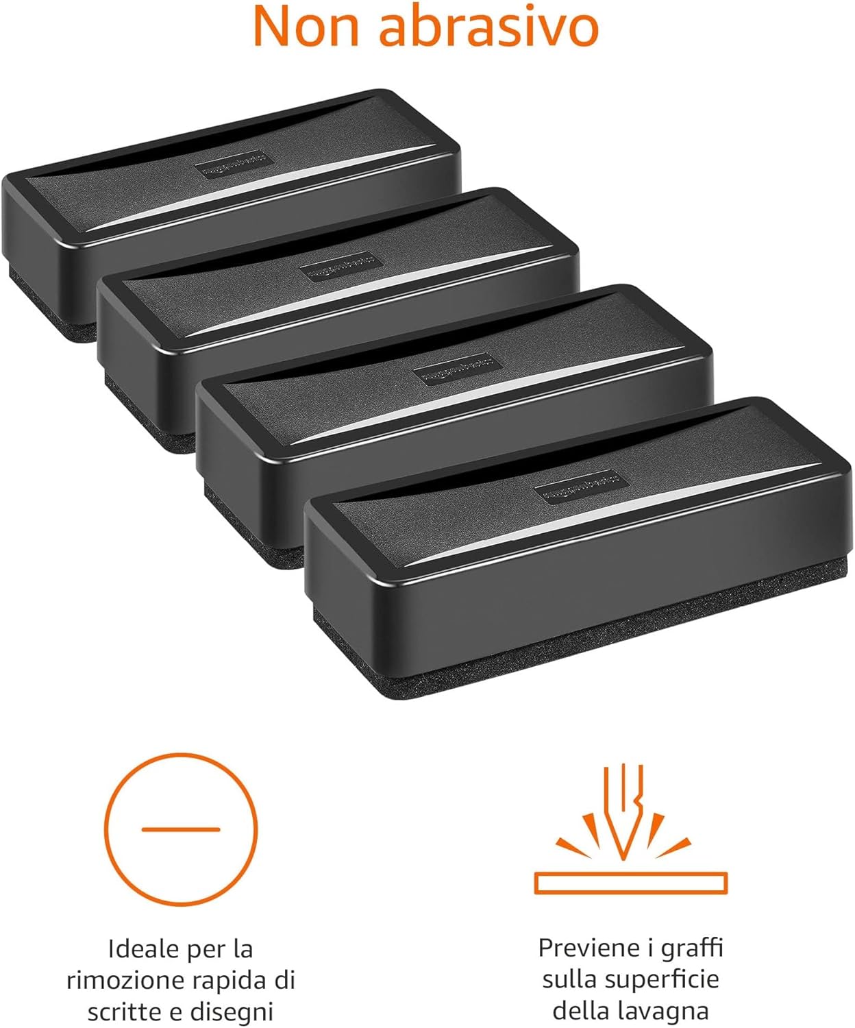 Thumbnail 3 de Amazon Basics cancellino a secco per lavagna bianca – confezione da 4, Nero
