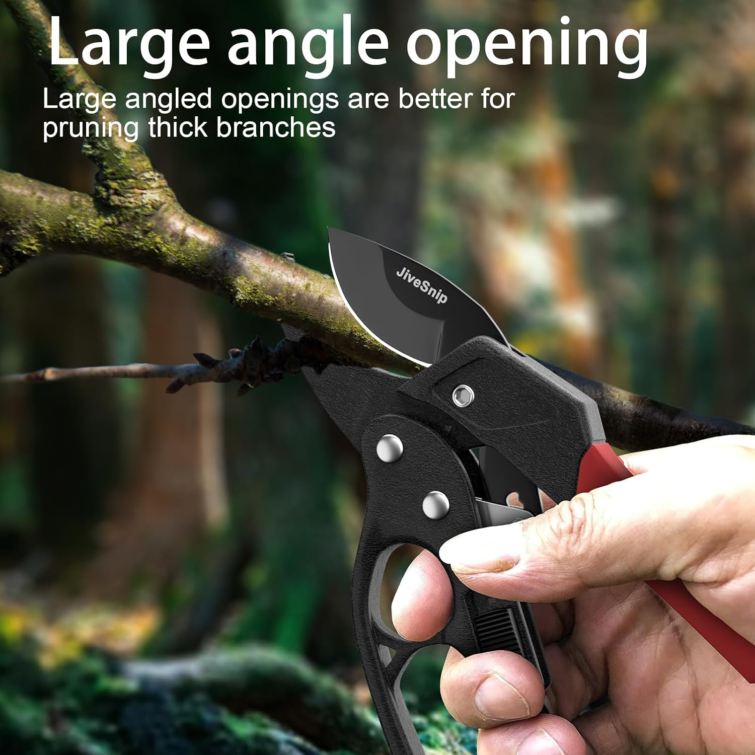 Detalle de JiveSnip Professional Pruning Shears with Yrinquet Anvil: Practical pruning with ratchet assist