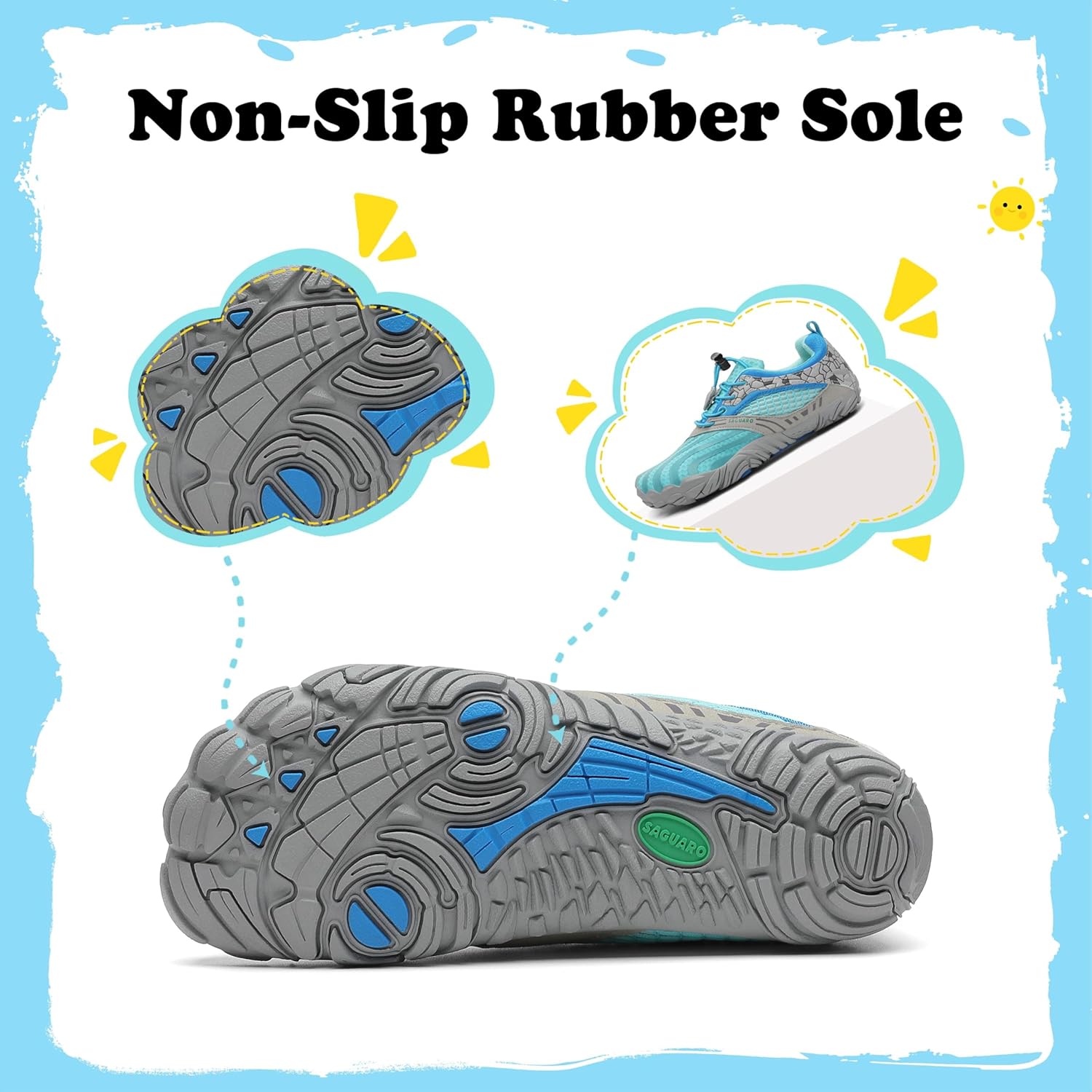 Detalle de SAGUARO Barfußschuhe Kinder Outdoor – Größen 24–36, leicht, flexibel und rutschfest