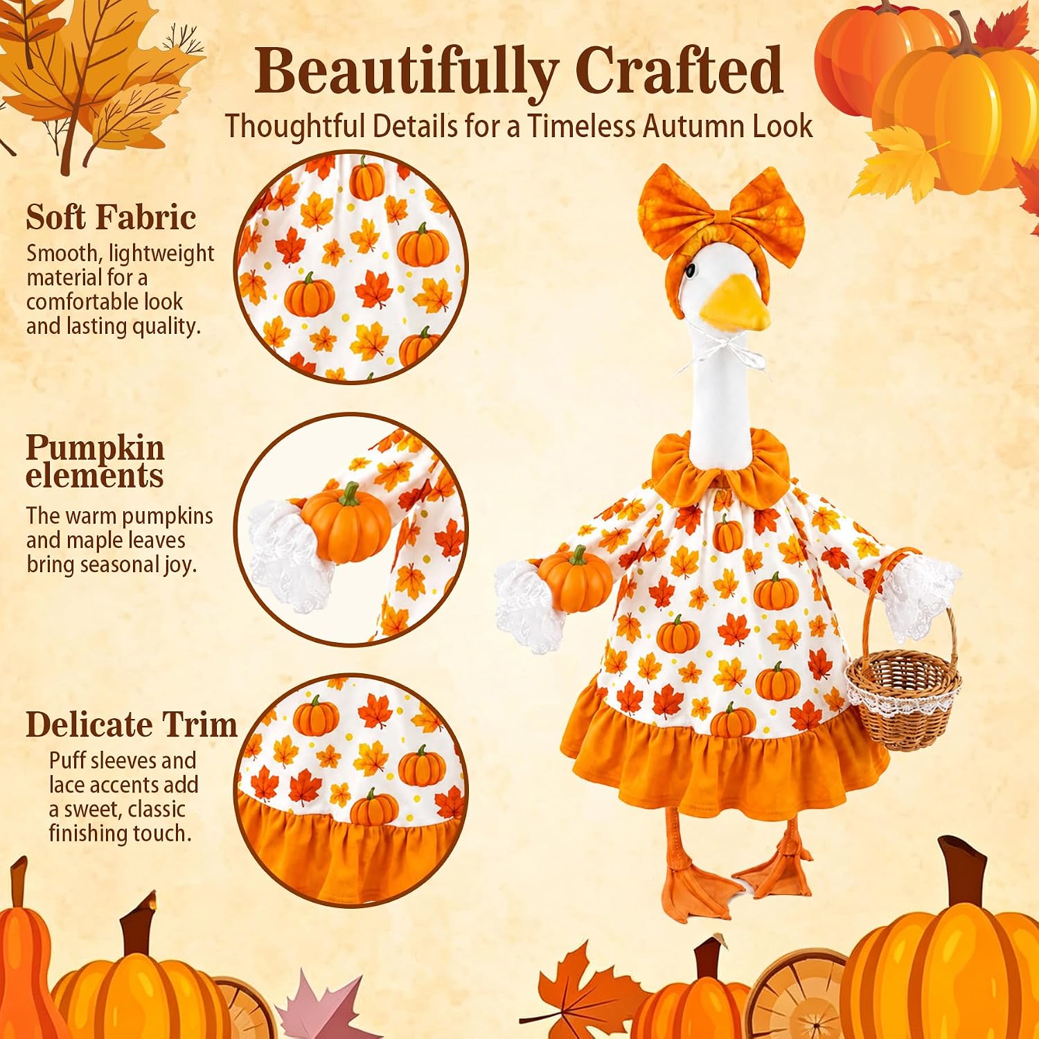 Thumbnail 5 de GDICVNQ MTE02 Autumn Maple Leaf Goose Outfit, Orange Dress and Headband