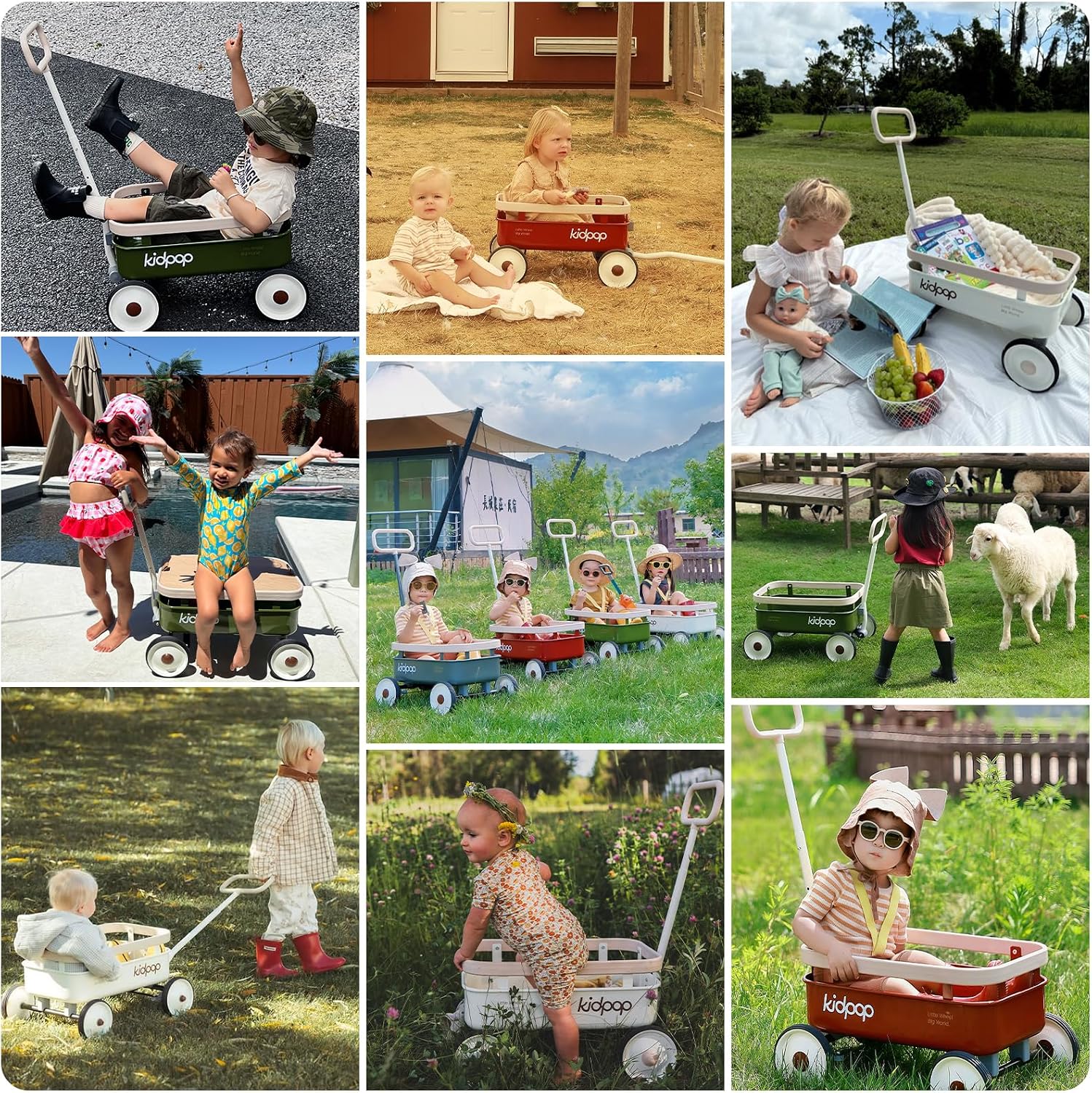 Detalle de Kidpop PULA-Wild 3 in 1: Carrello a mano per bambini – Verde, 2,5–8 anni
