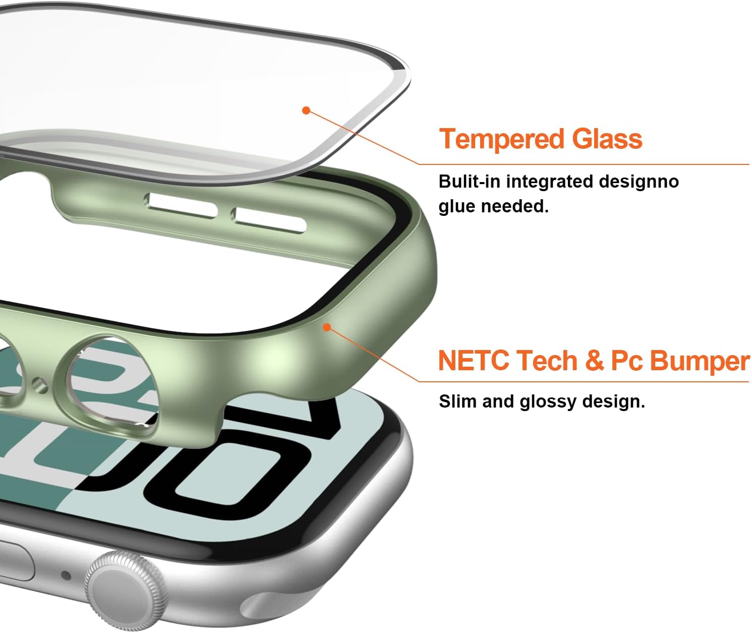 Detalle 2 de JZK Apple Watch Case with Tempered Glass