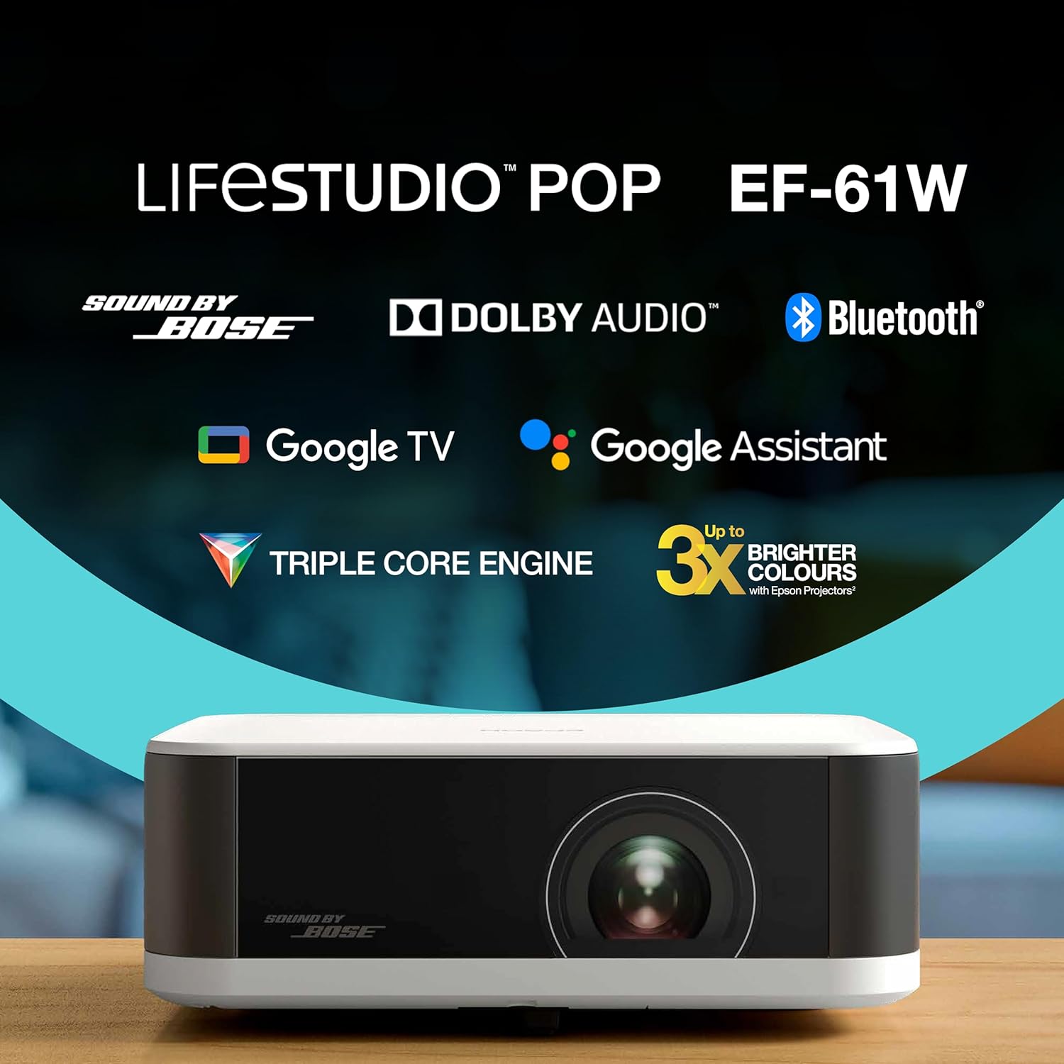 Thumbnail 3 de Epson Lifestudio Pop EF-61W (Sound by Bose) – tragbarer Smart-Projektor mit Google TV und Full HD
