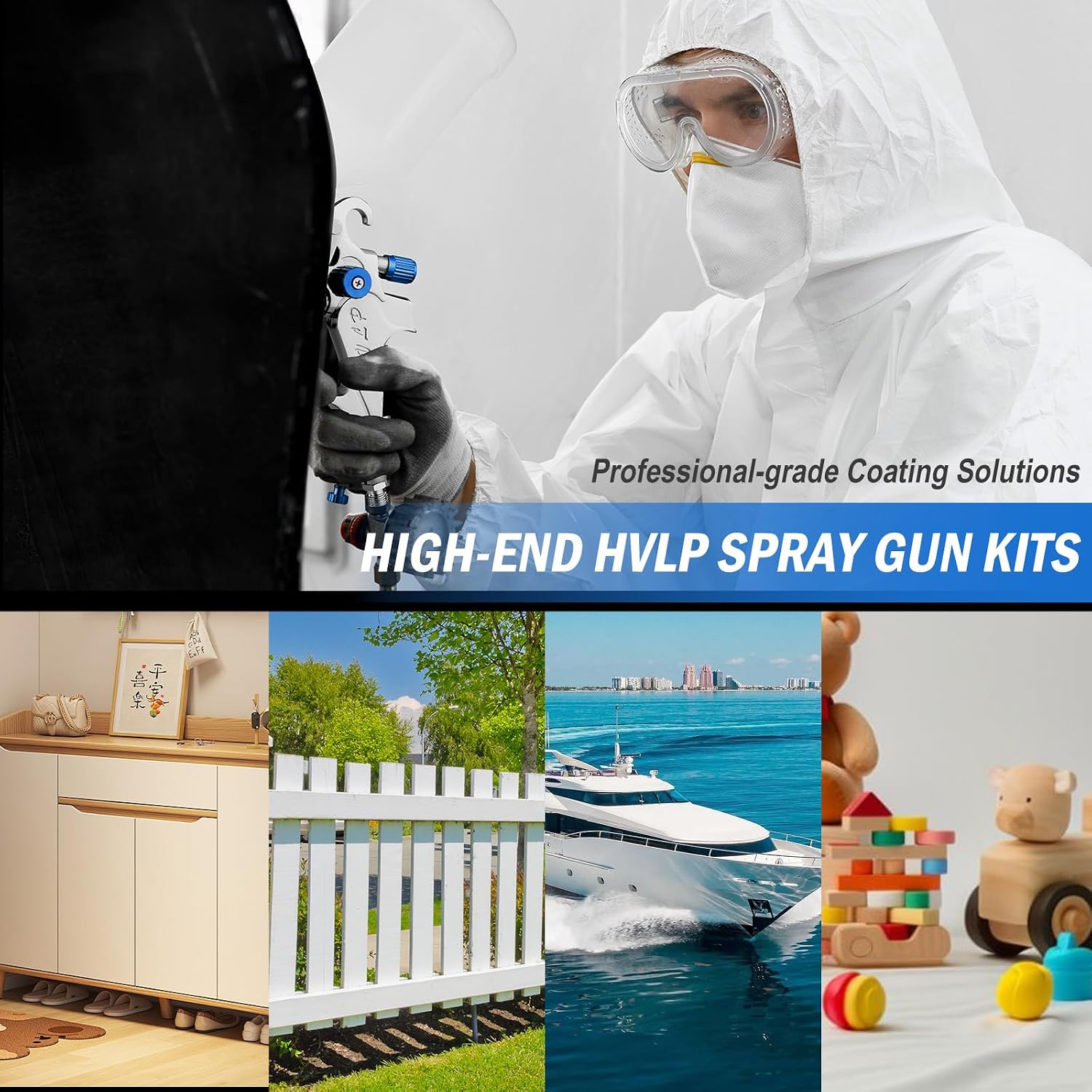 Thumbnail 5 de HVLP Gravity Feed Spray Gun with Air Regulator – 1.4/1.7/2.0mm Nozzles for Car, Furniture and DIY Painting