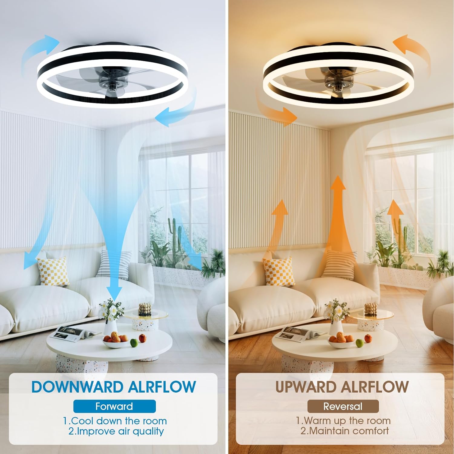 Thumbnail 5 de NIORSUN 50cm ceiling fan with light 6-speed 🌬