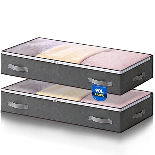 AIOR: 2 Bolsas de Almacenaje 90L para Debajo de la Cama, gran capacidad 100x50x18 cm
