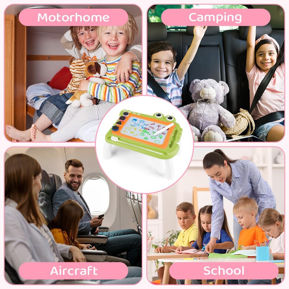 Thumbnail 6 de OFFCUP magnetisch tekenbord voor kinderen, groene krokodil met stempels