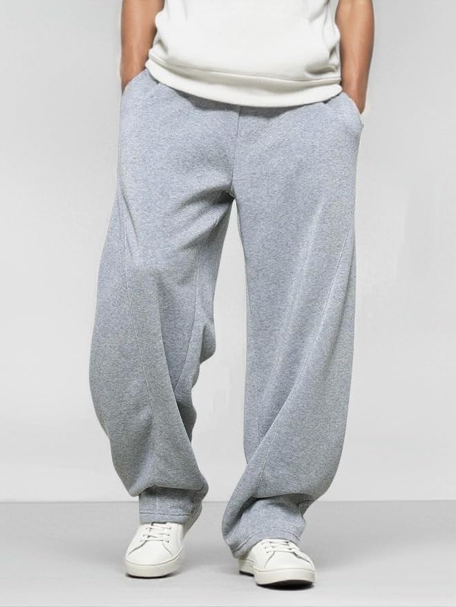 Detalle de LuminBlaze Men’s Baggy Sweatpants, Cotton Wide-Leg Joggers with Deep Pockets