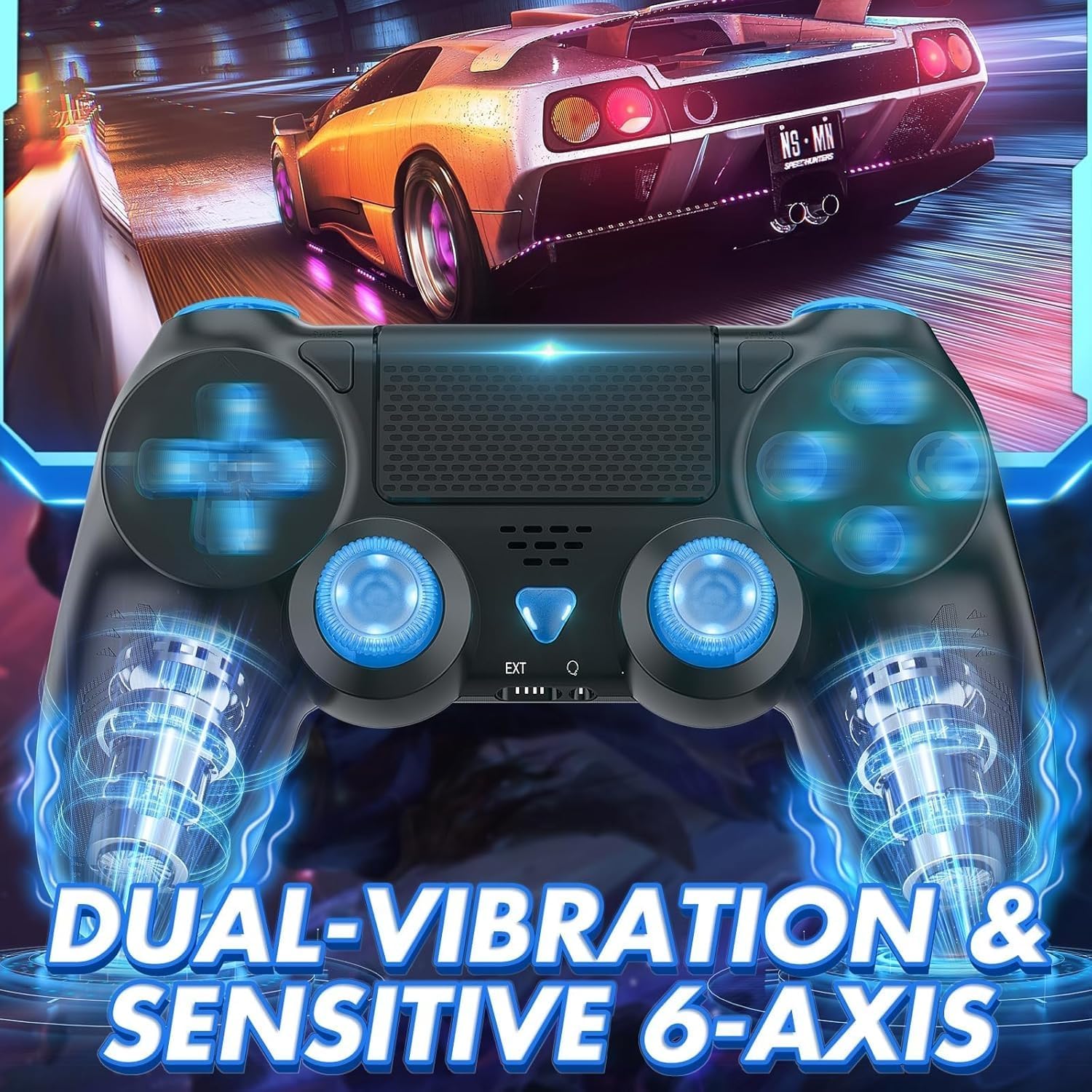 Detalle de Dinosoo 2-Pack Wireless Controller for PS4/Pro/Slim/PC