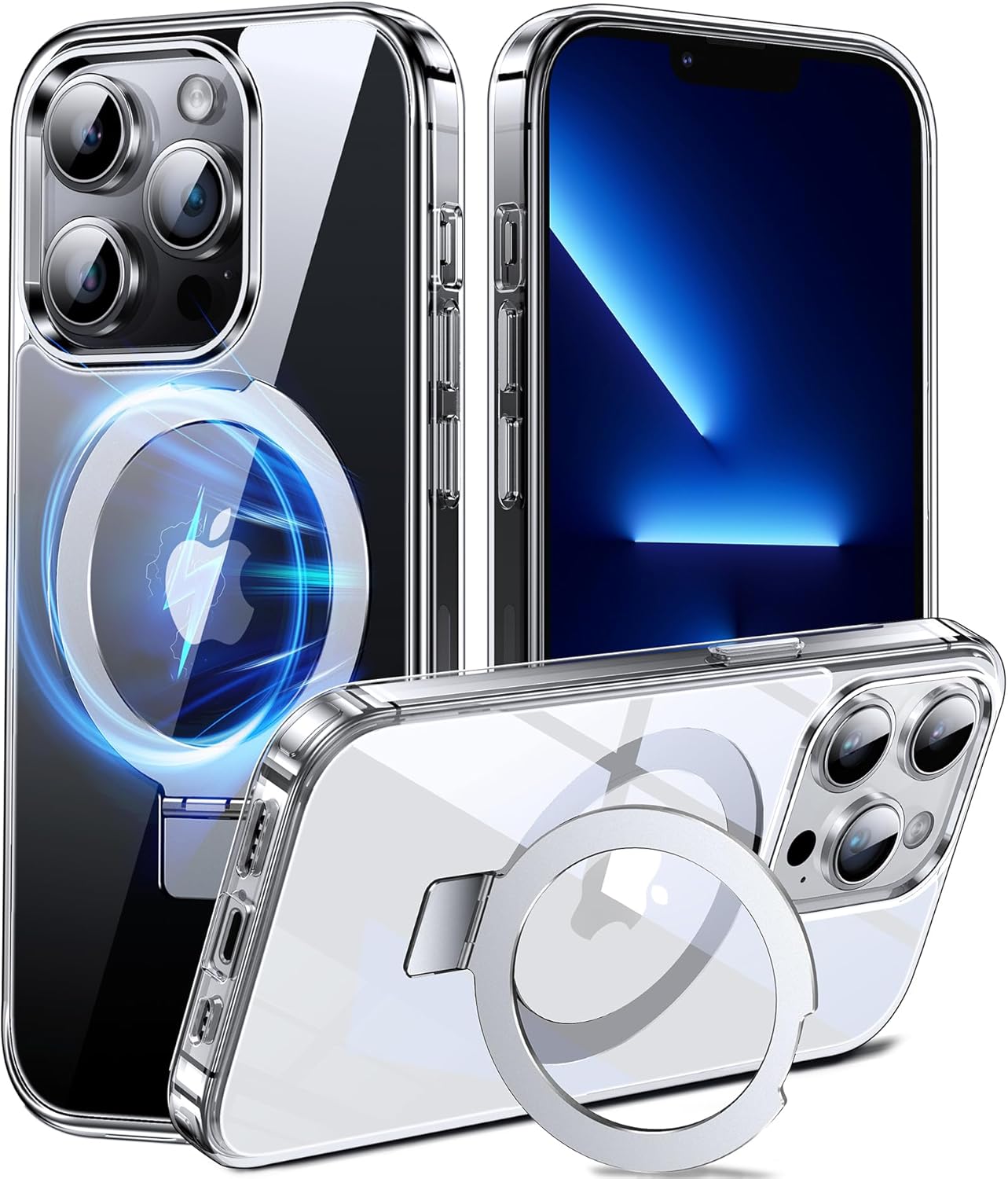 Chicfun 3-in-1 Magnetic Kickstand & Ring Holder Case for iPhone 14 Pro Max (MagSafe compatible)